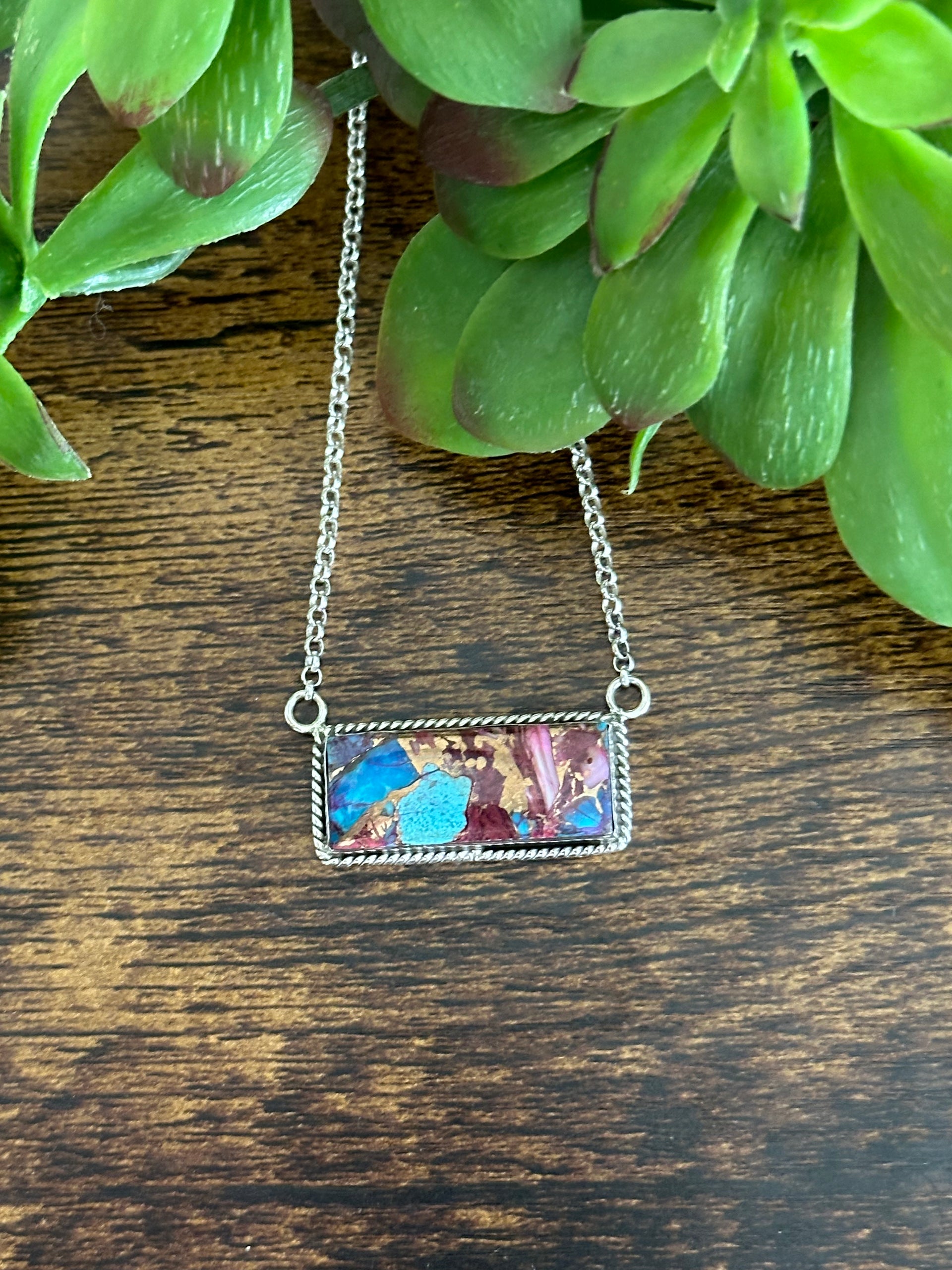 Southwest Made Mohave Turquoise & Sterling Silver Necklace