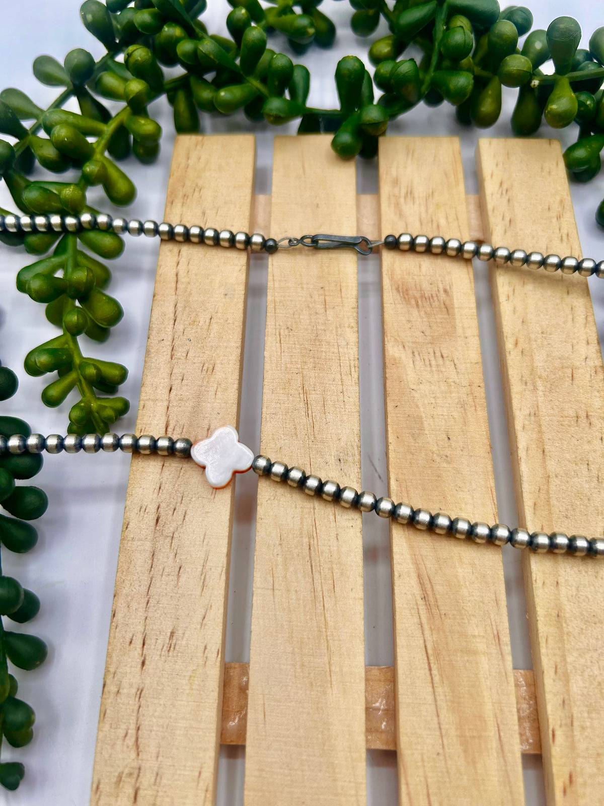 Navajo Made Strung Spiny Oyster & Sterling Silver Necklace