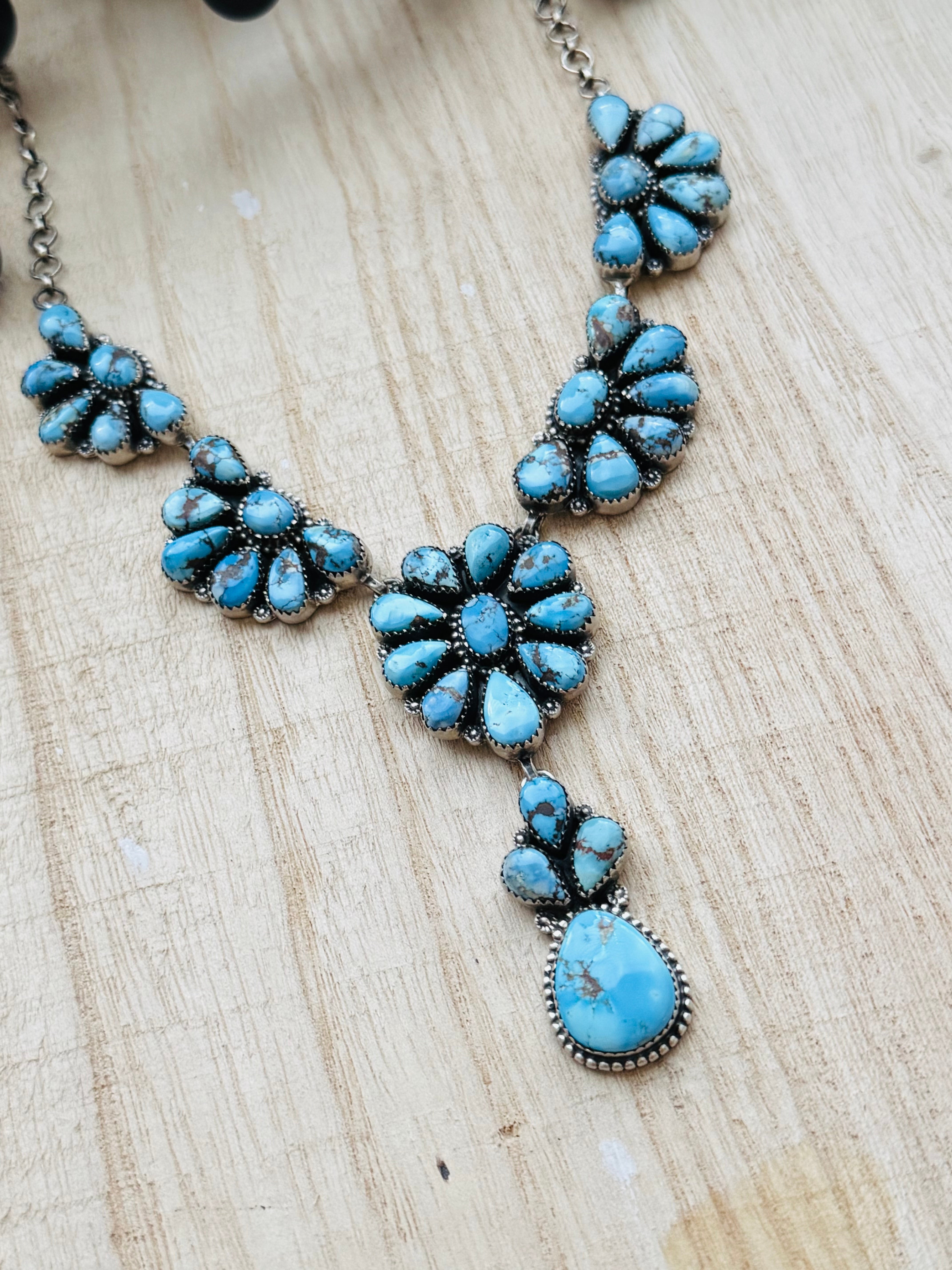 Southwest Handmade Golden Hills Turquoise & Sterling Silver Necklace