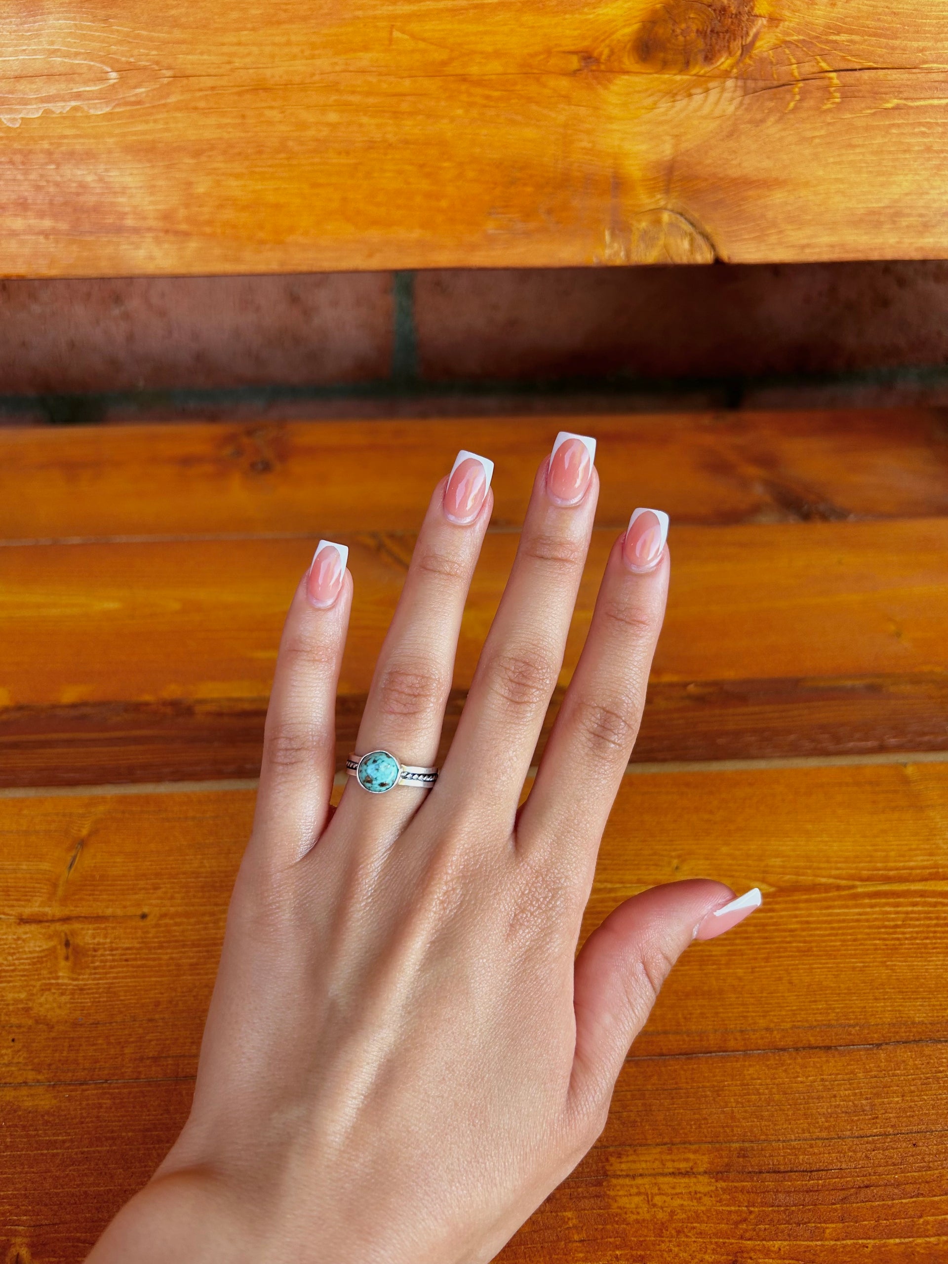 Navajo Made Kingman Turquoise & Sterling Silver Ring Size 5