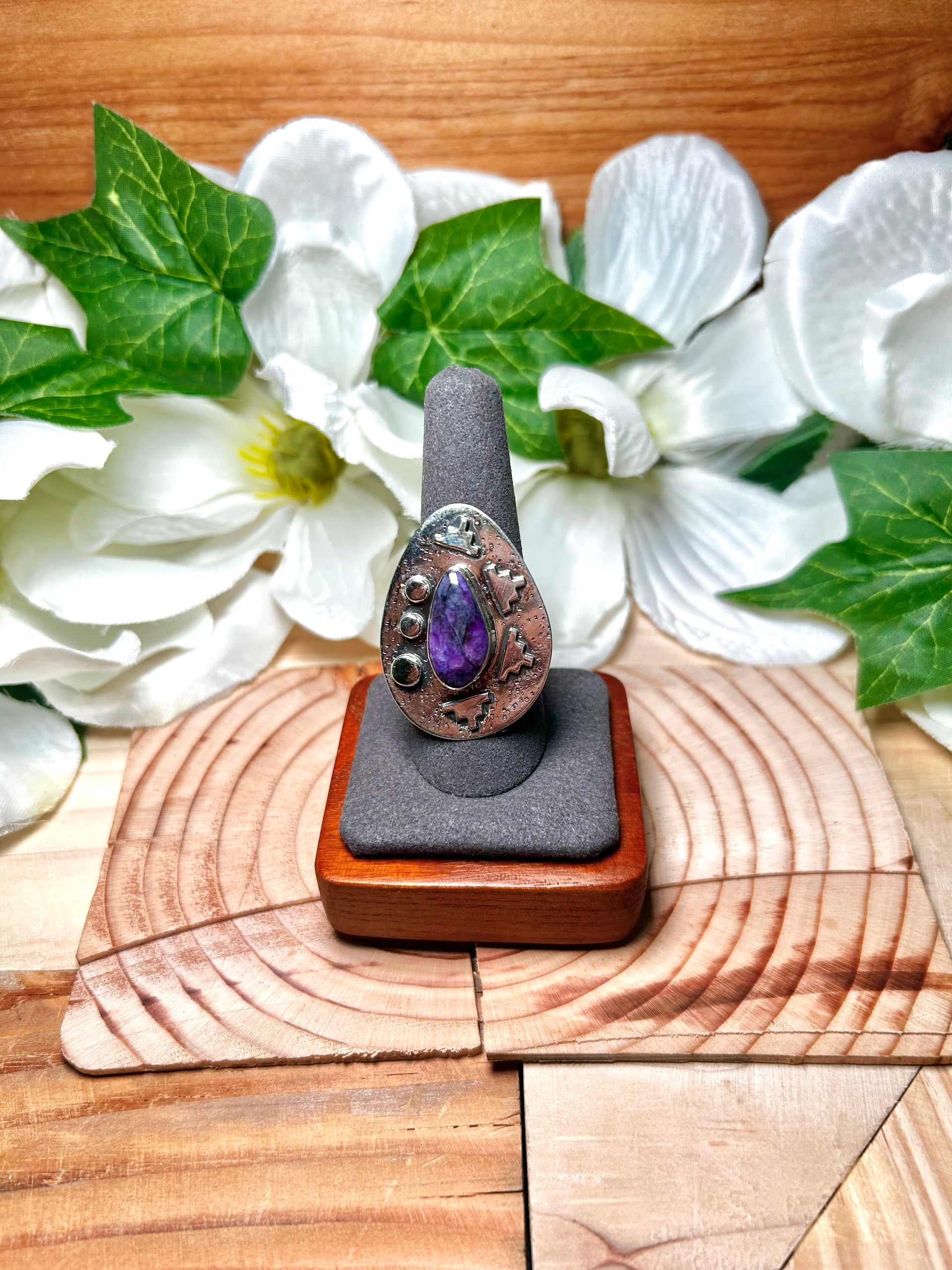 Navajo Made Sugilite & Sterling Silver Adjustable Ring