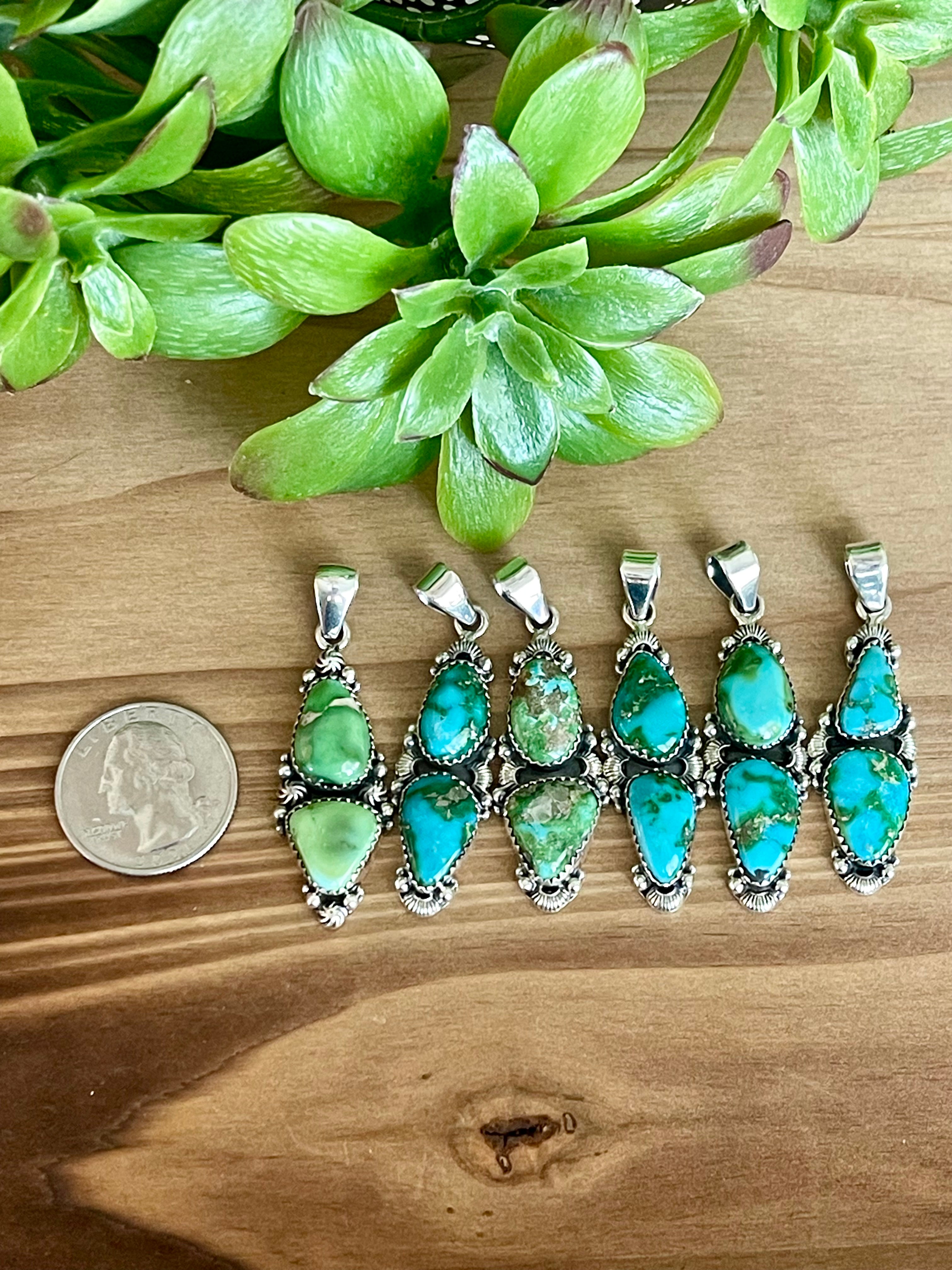 Southwest Handmade Sonoran Mountain Turquoise & Sterling Silver Pendant