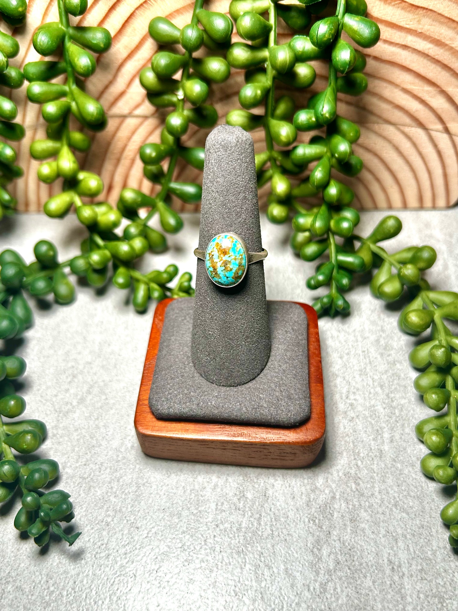 Navajo Made Kingman Turquoise & Sterling Silver Ring Size 7