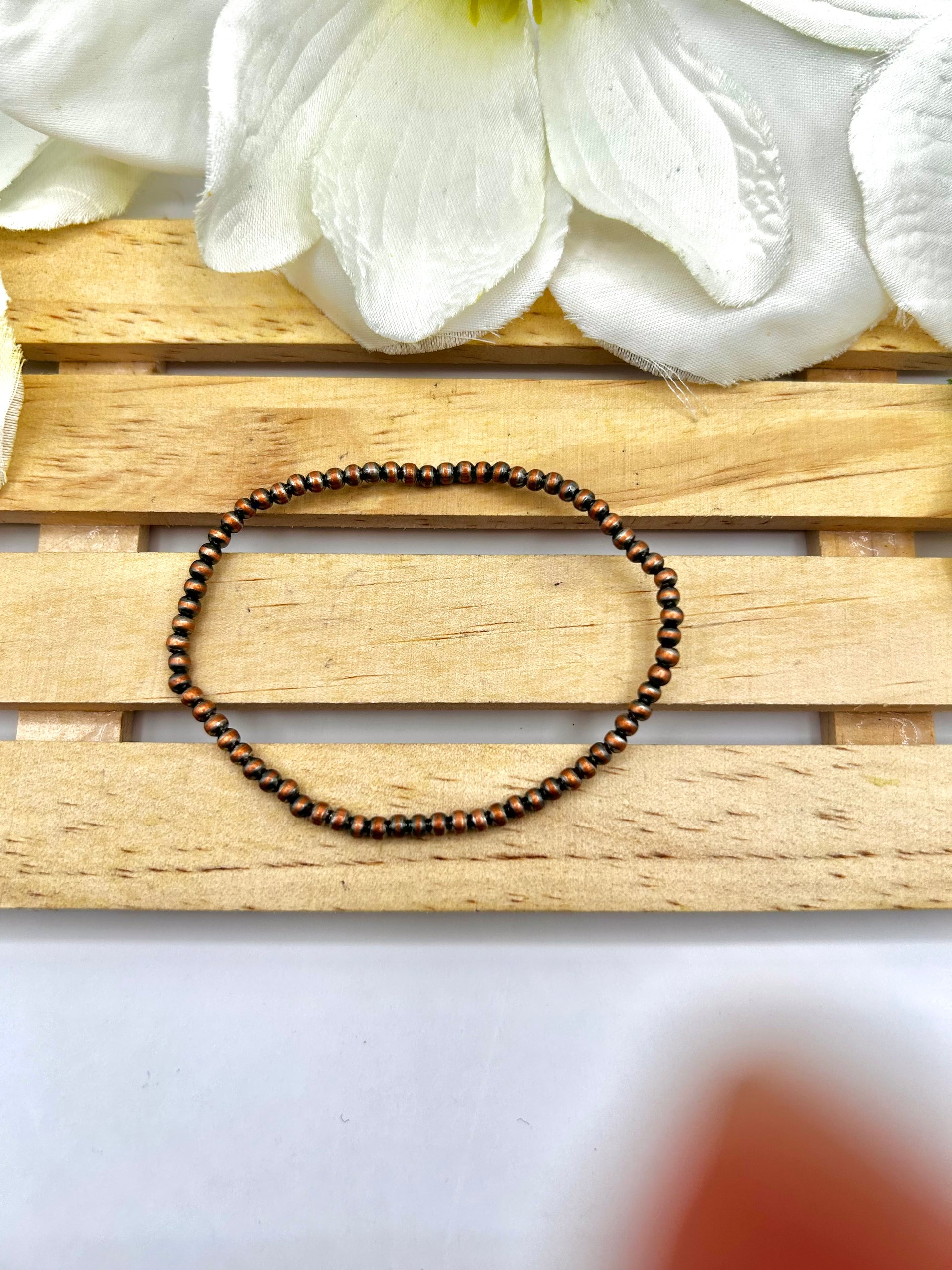 Navajo Made Strung Copper 3 MM Stretchy Bracelet