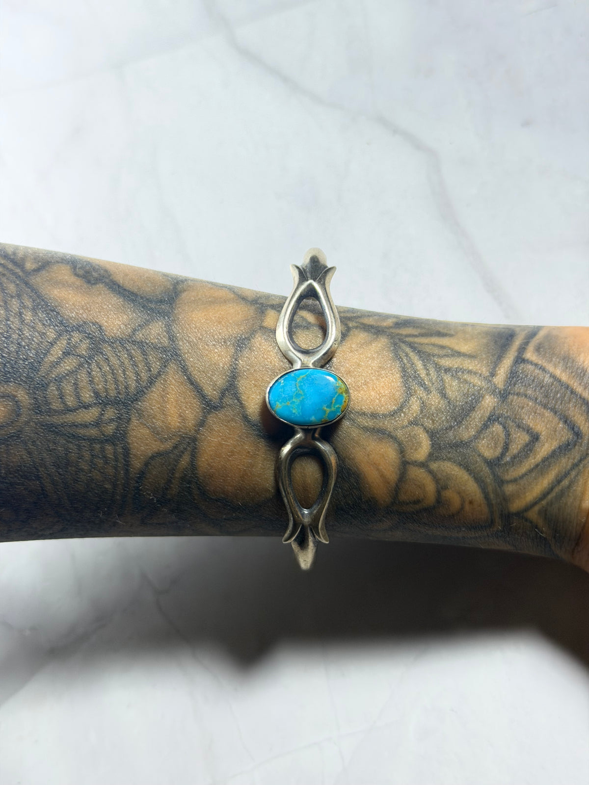 Navajo Made Royston Turquoise & Sterling Silver Cuff Bracelet
