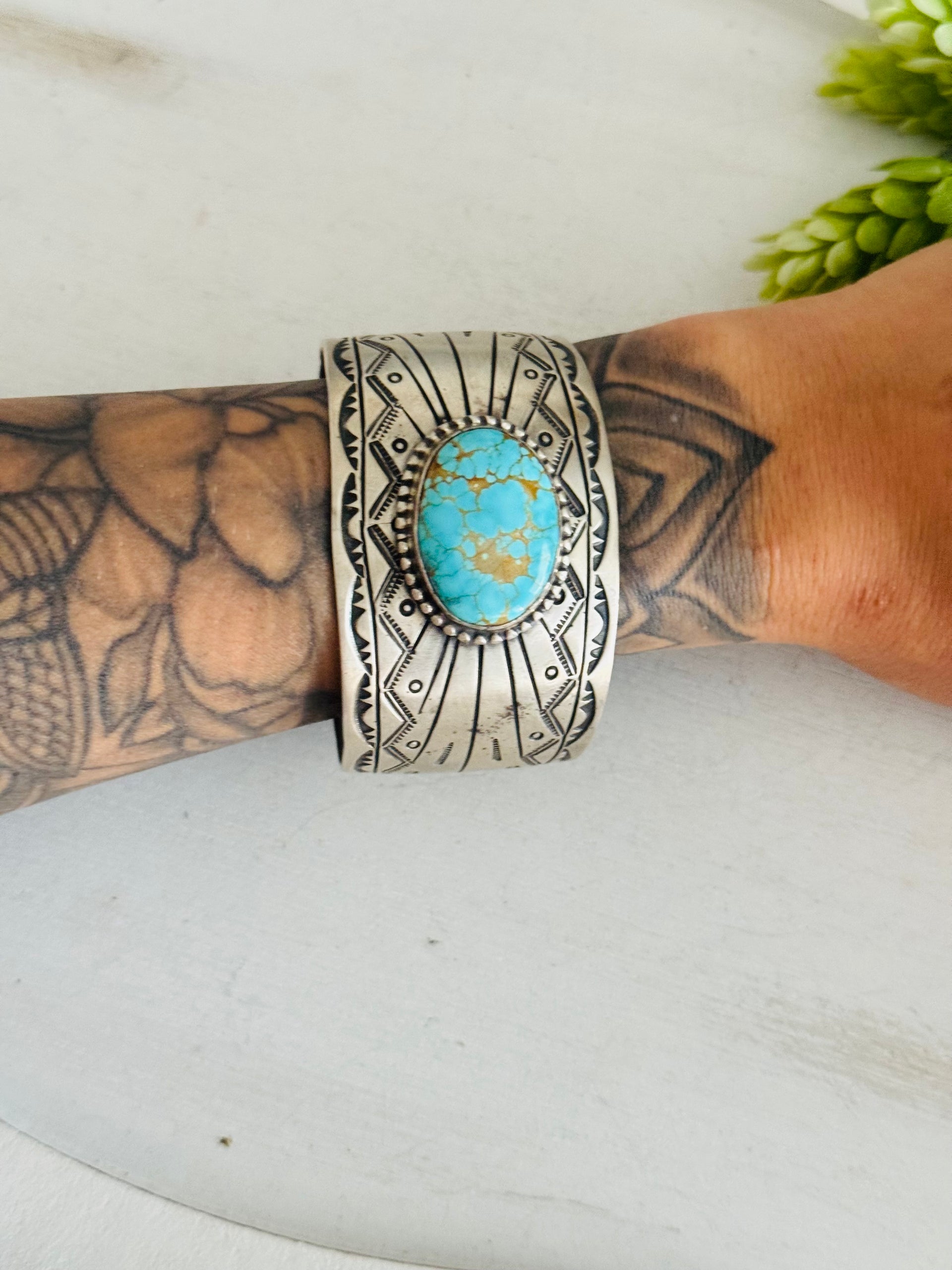 LeRoy James #8 Turquoise & Sterling Silver Cuff Bracelet