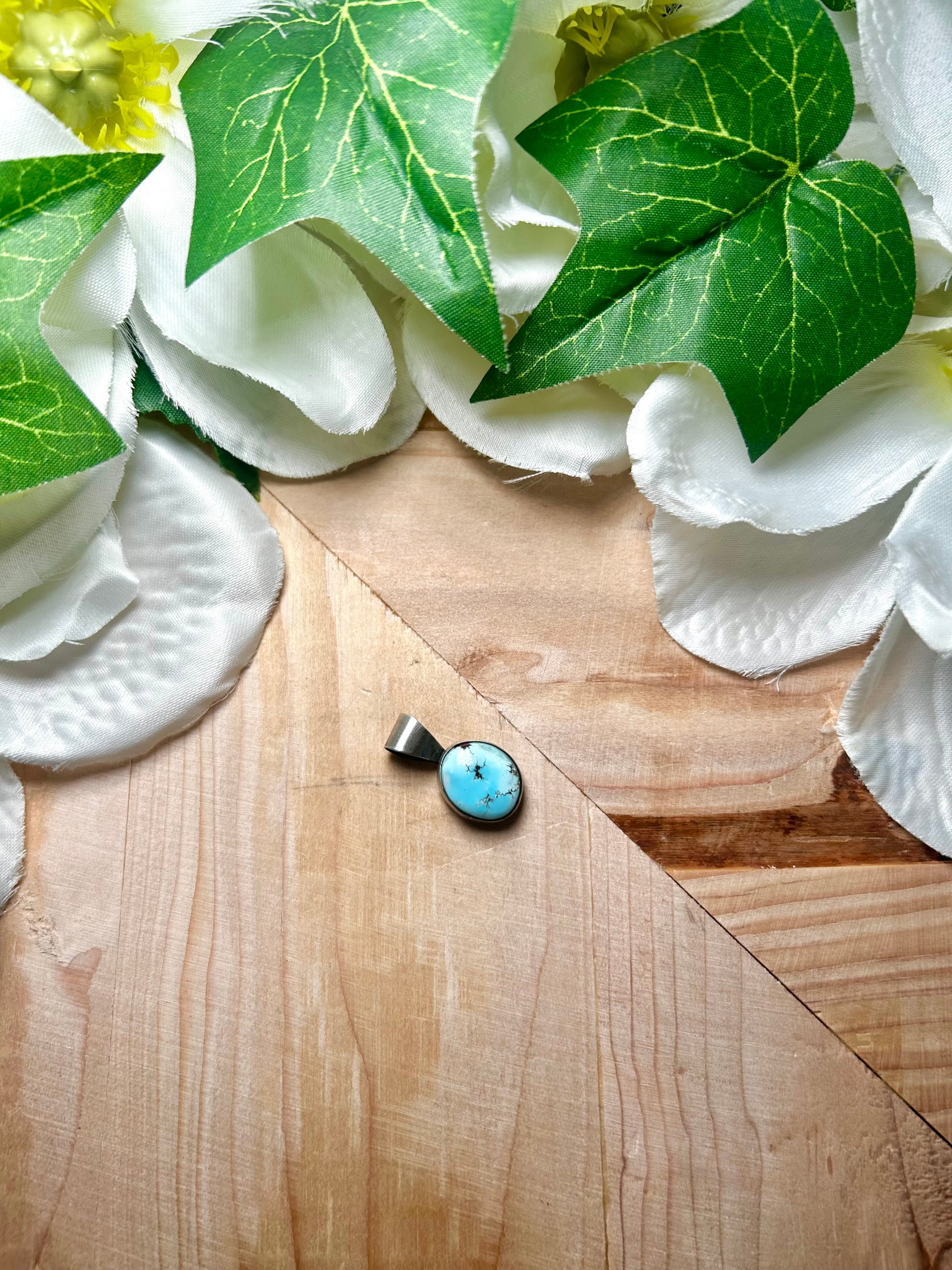 Navajo Made Golden Hill Turquoise & Sterling Silver Pendant