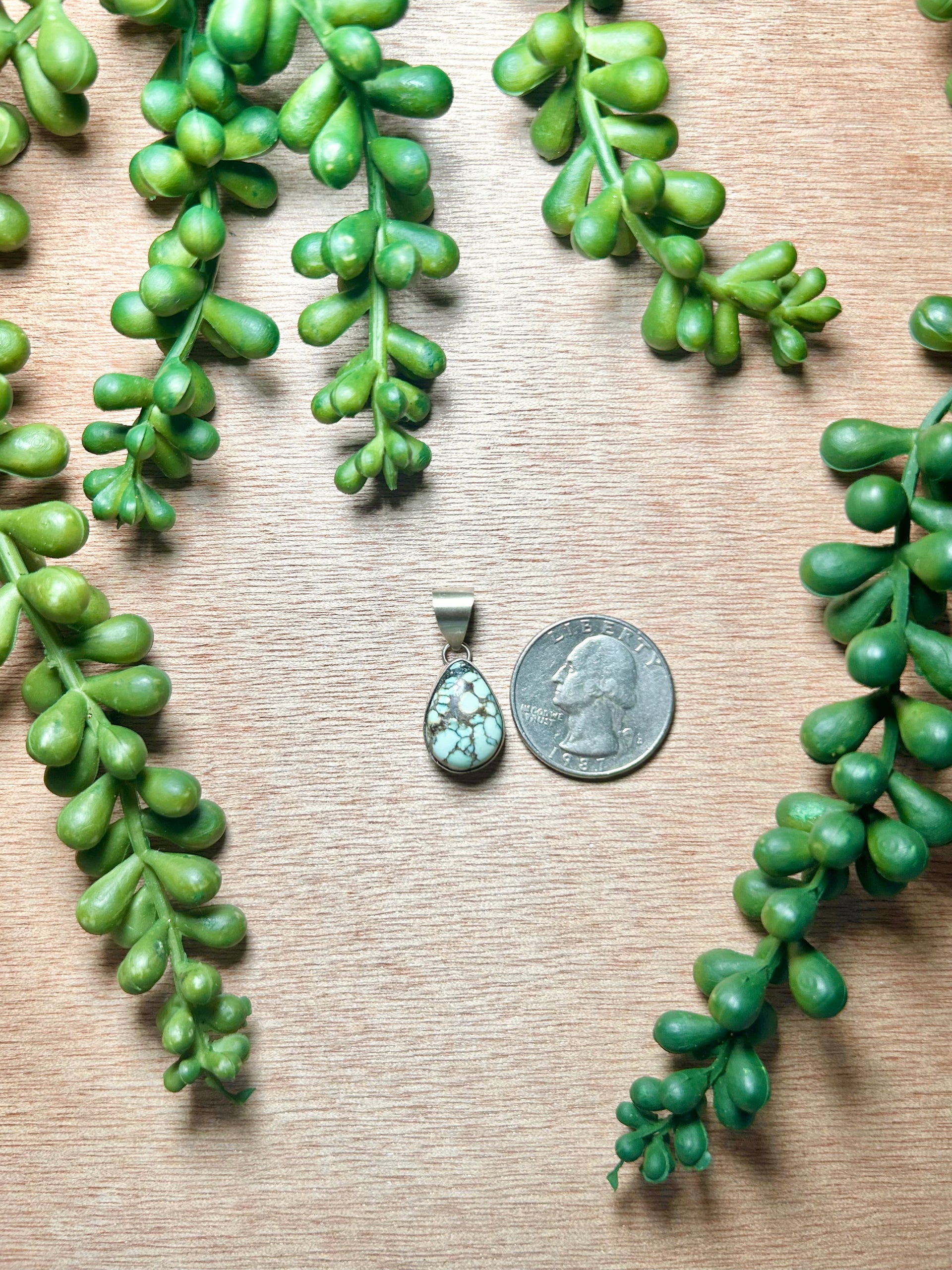 Navajo Made New Lander Variscite & Sterling Silver Pendant