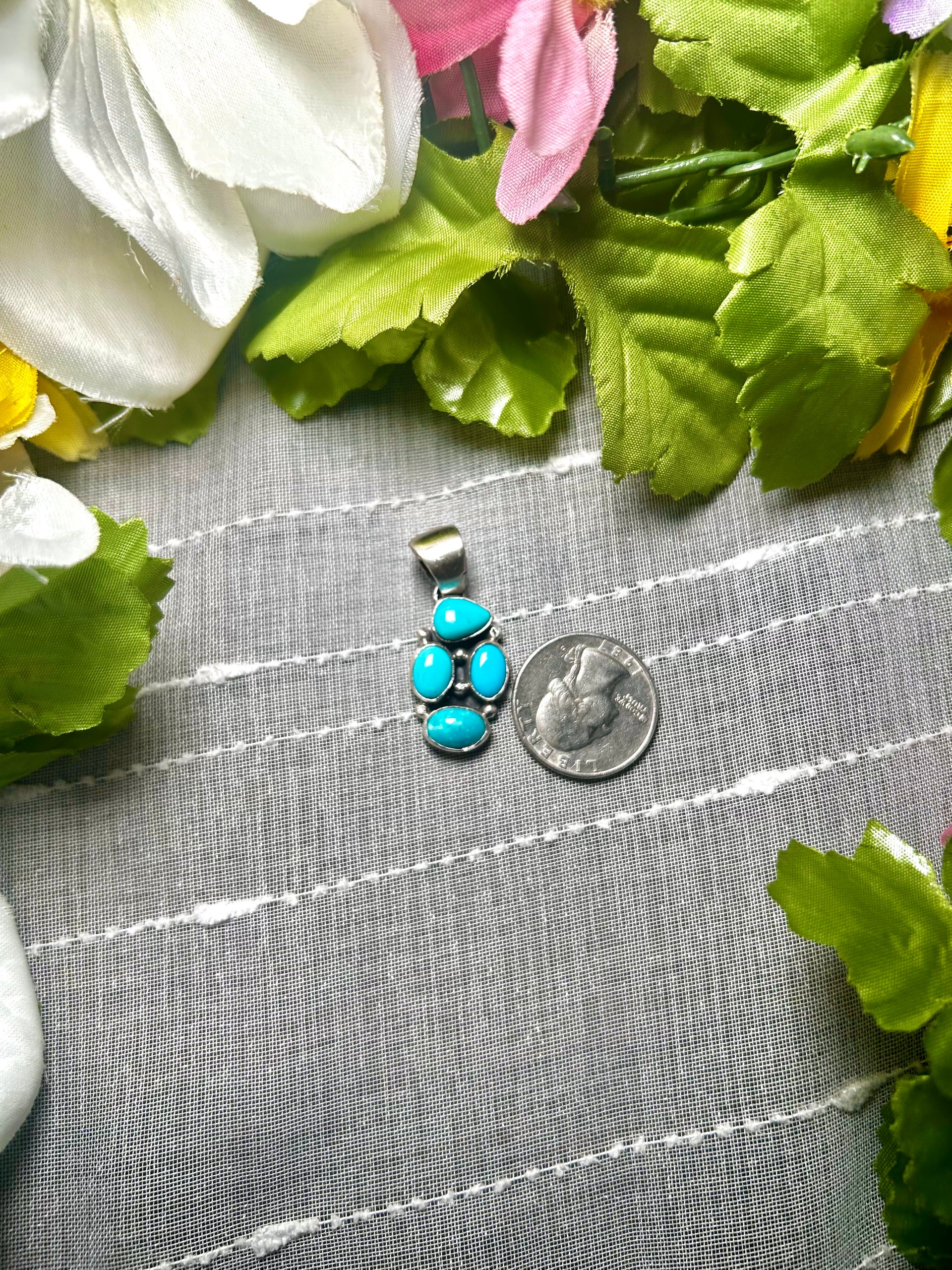 Navajo Made Kingman Turquoise & Sterling Silver Pendant