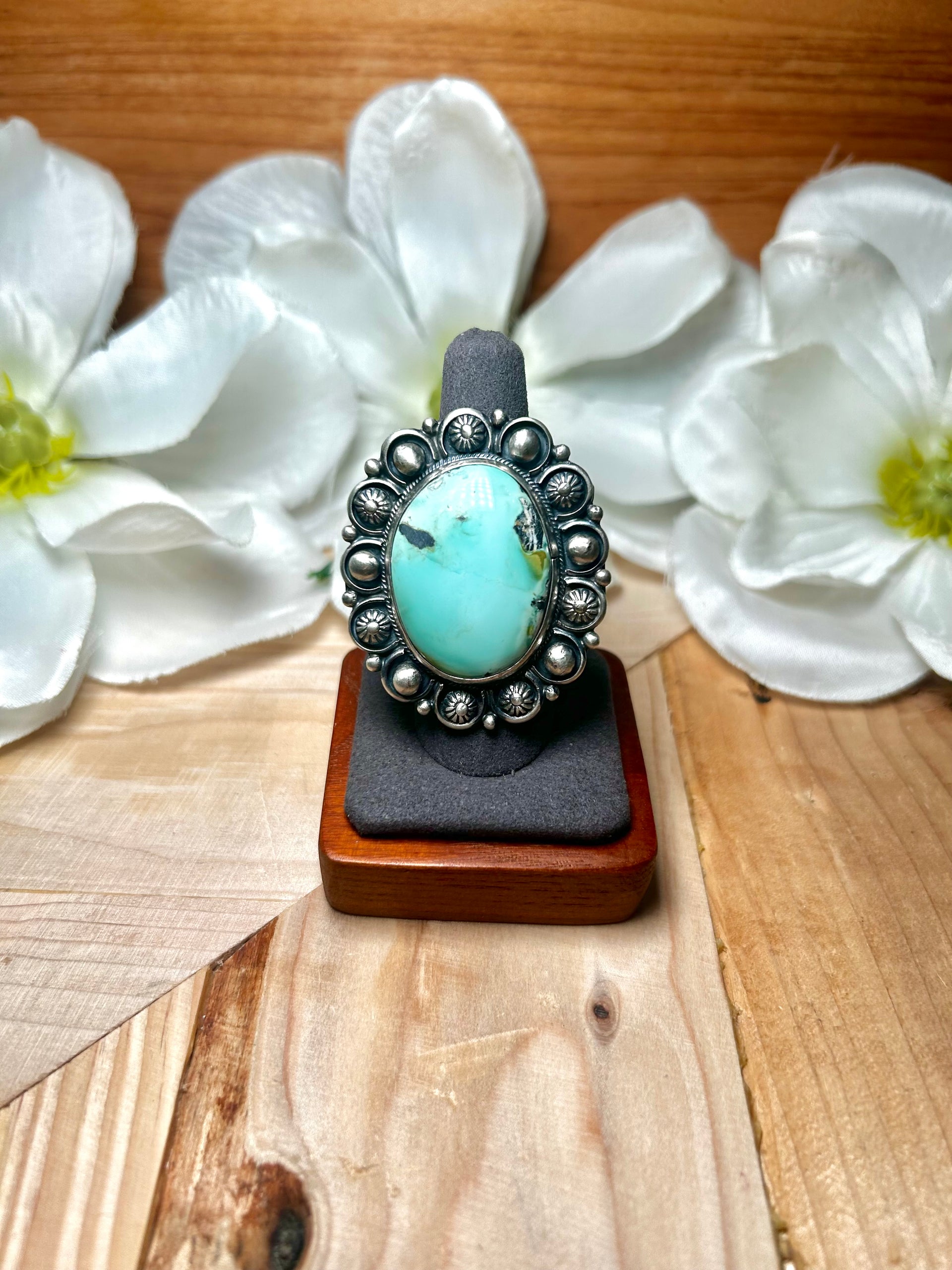 Jackson Hoskie Carico Lake Turquoise & Sterling Silver Ring Size 7.75