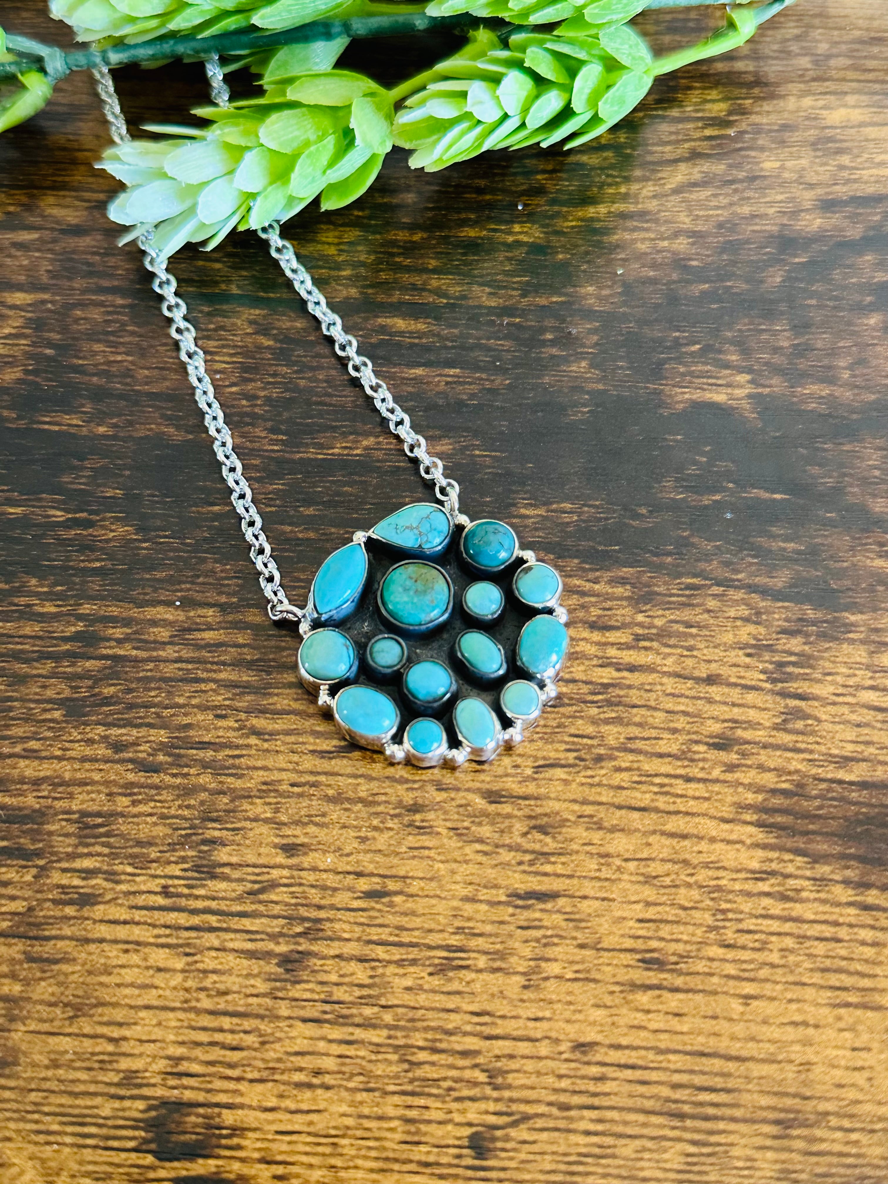 TTD “The Betty” Kingman Turquoise & Sterling Silver Cluster Necklace