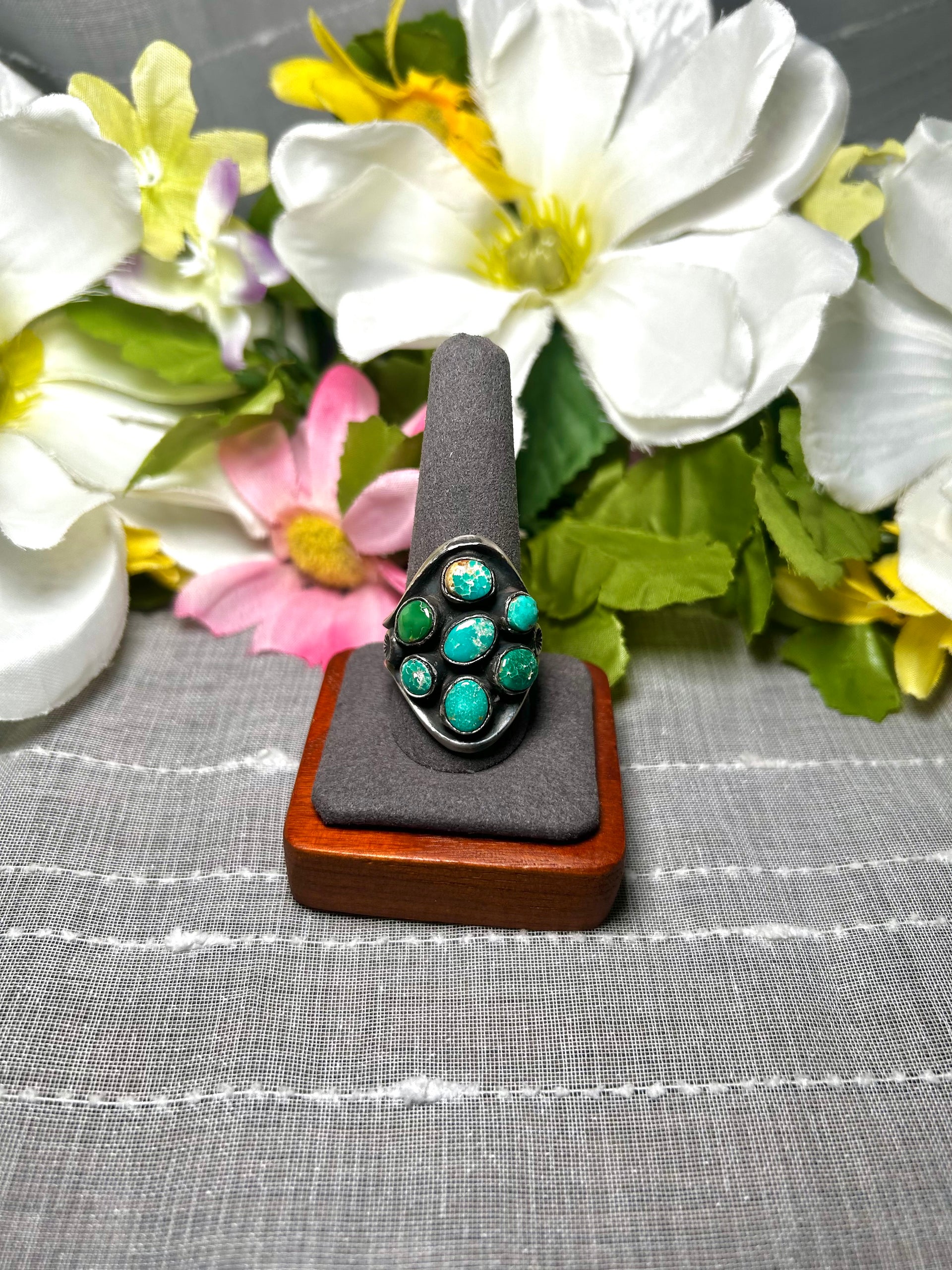 Emer Thompson Kingman Turquoise & Sterling Silver Ring Size 11.5