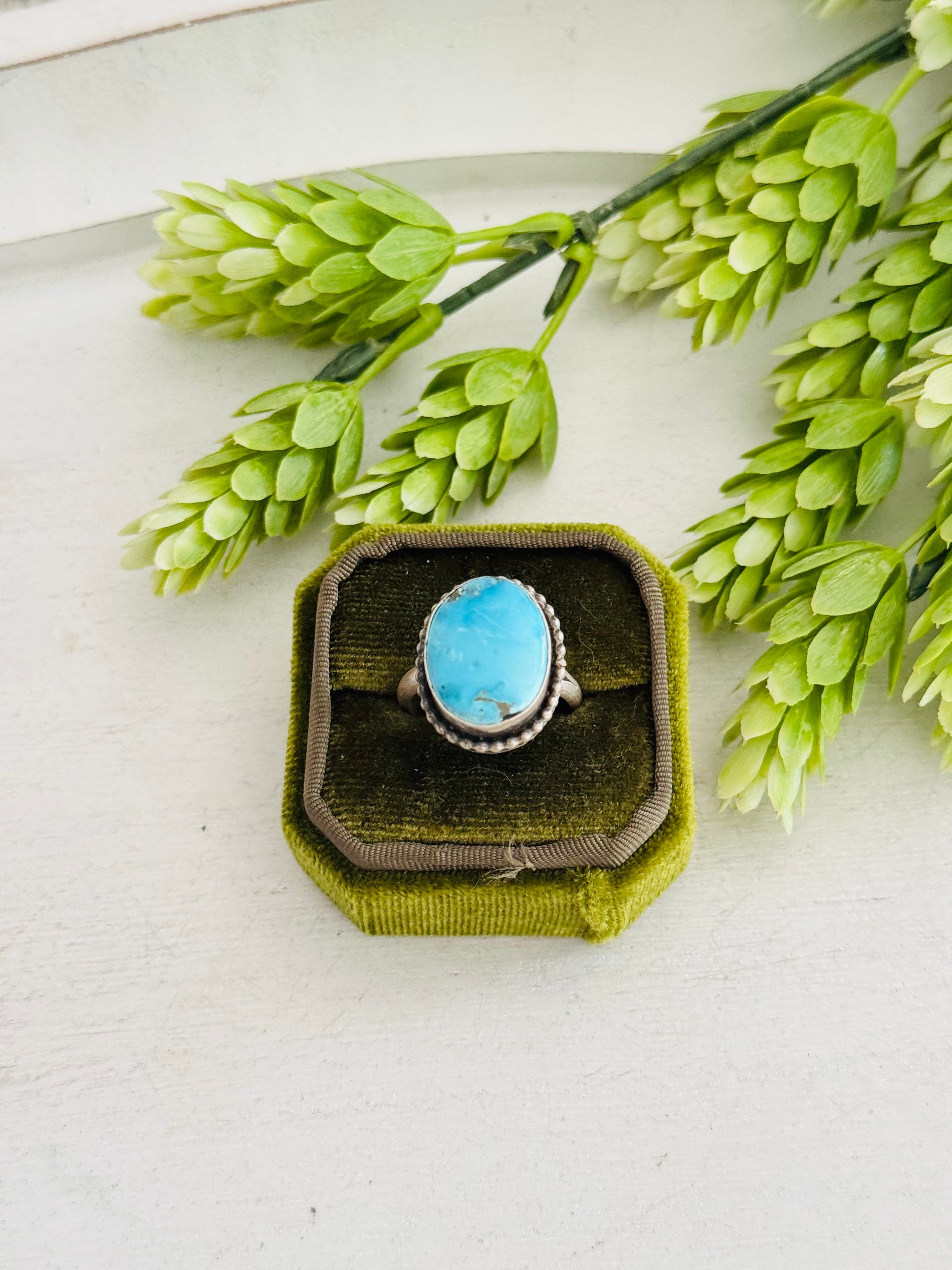 Eli Skeets Blue Ridge Turquoise & Sterling Silver Adjustable Ring