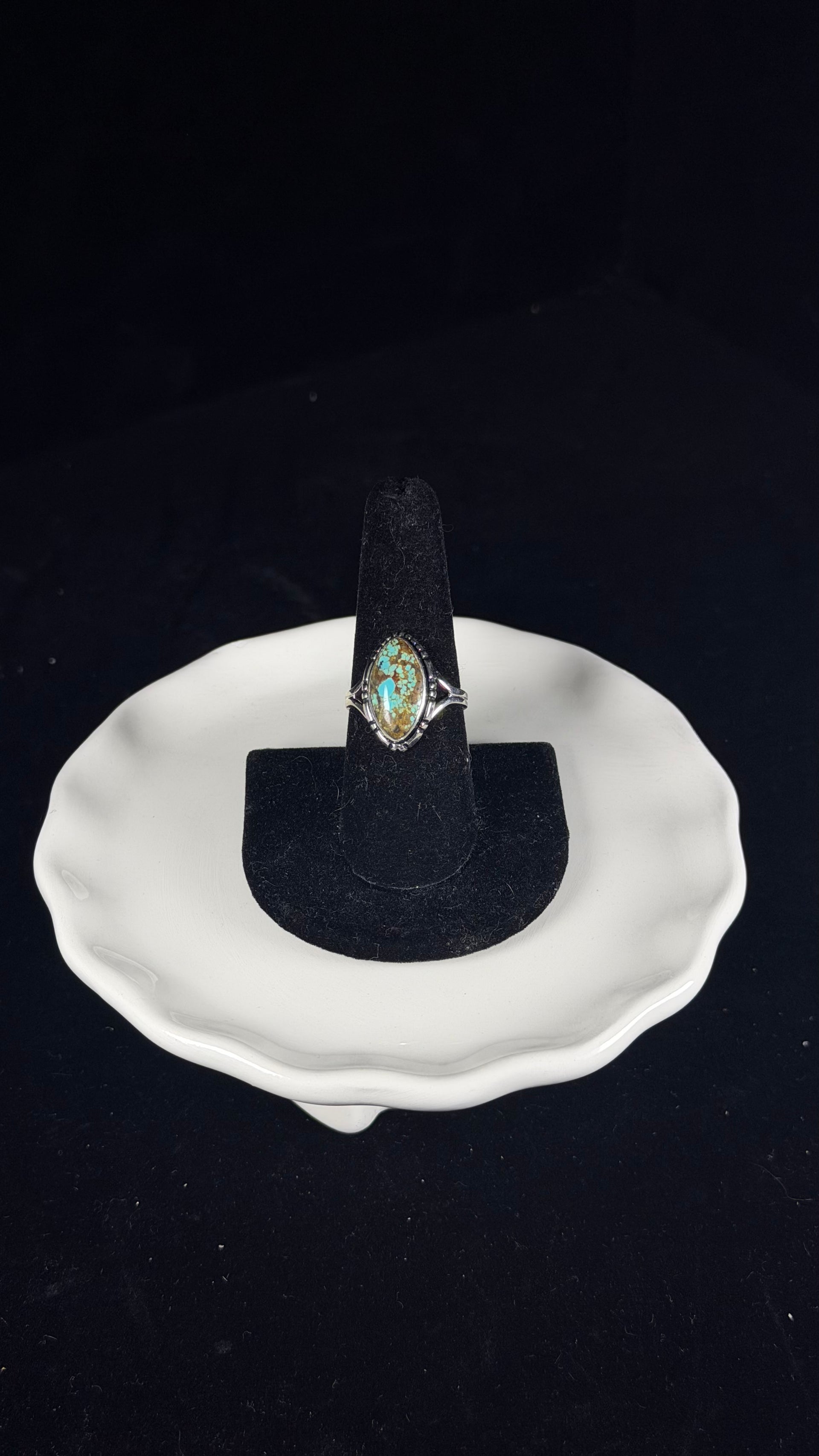 Navajo Made Mine 8 Turquoise & Sterling Silver Ring Size 7.75