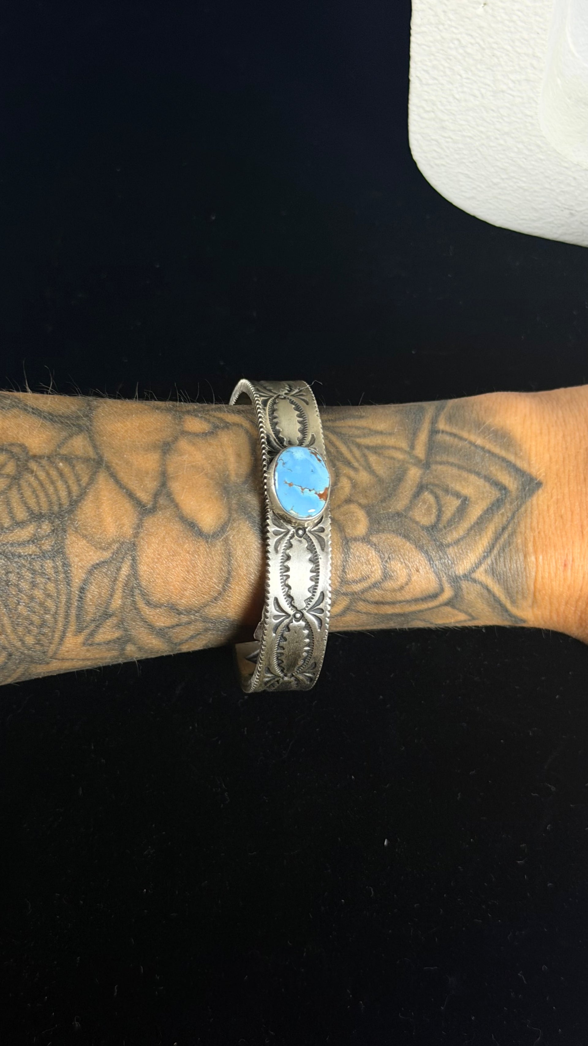 Leroy James Golden Hill Turquoise & Sterling Silver Cuff Bracelet