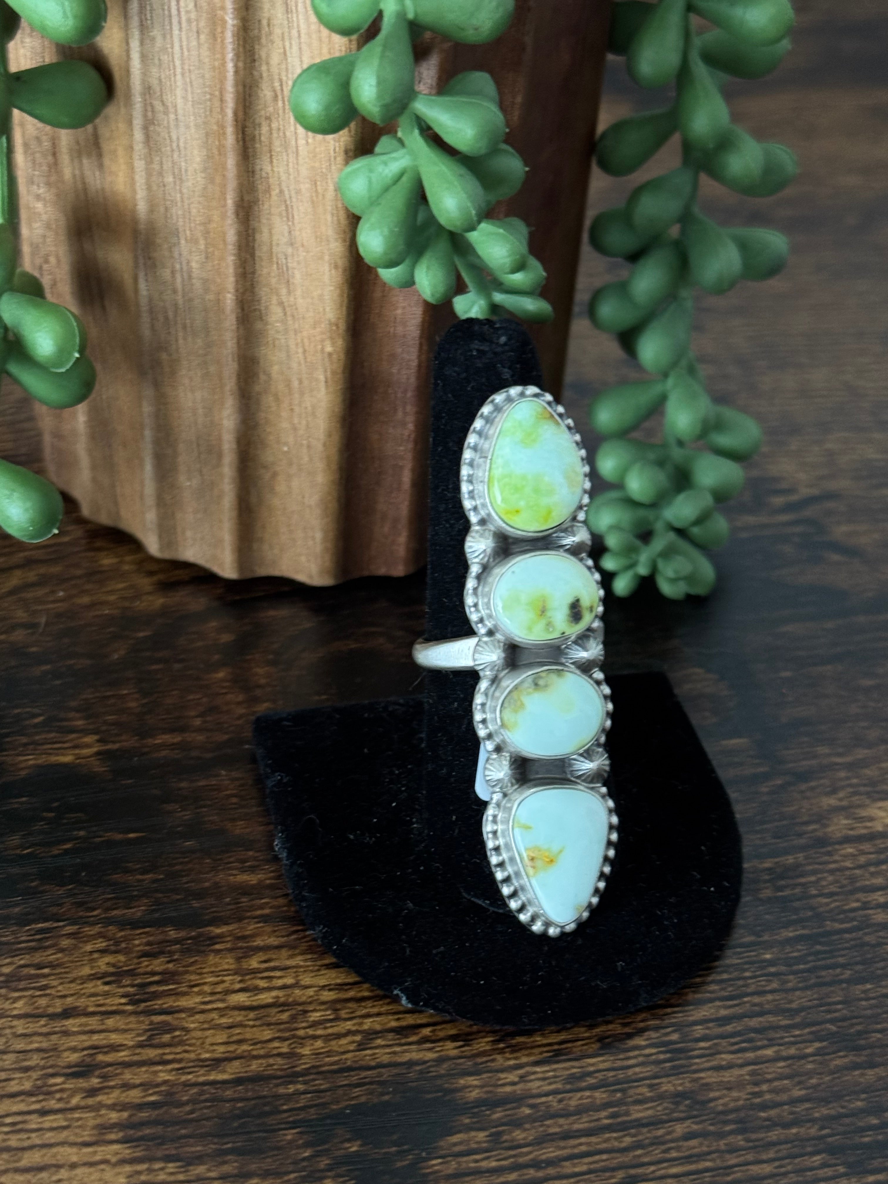 Dave Skeets Palomino Variscite & Sterling Silver Adjustable Ring