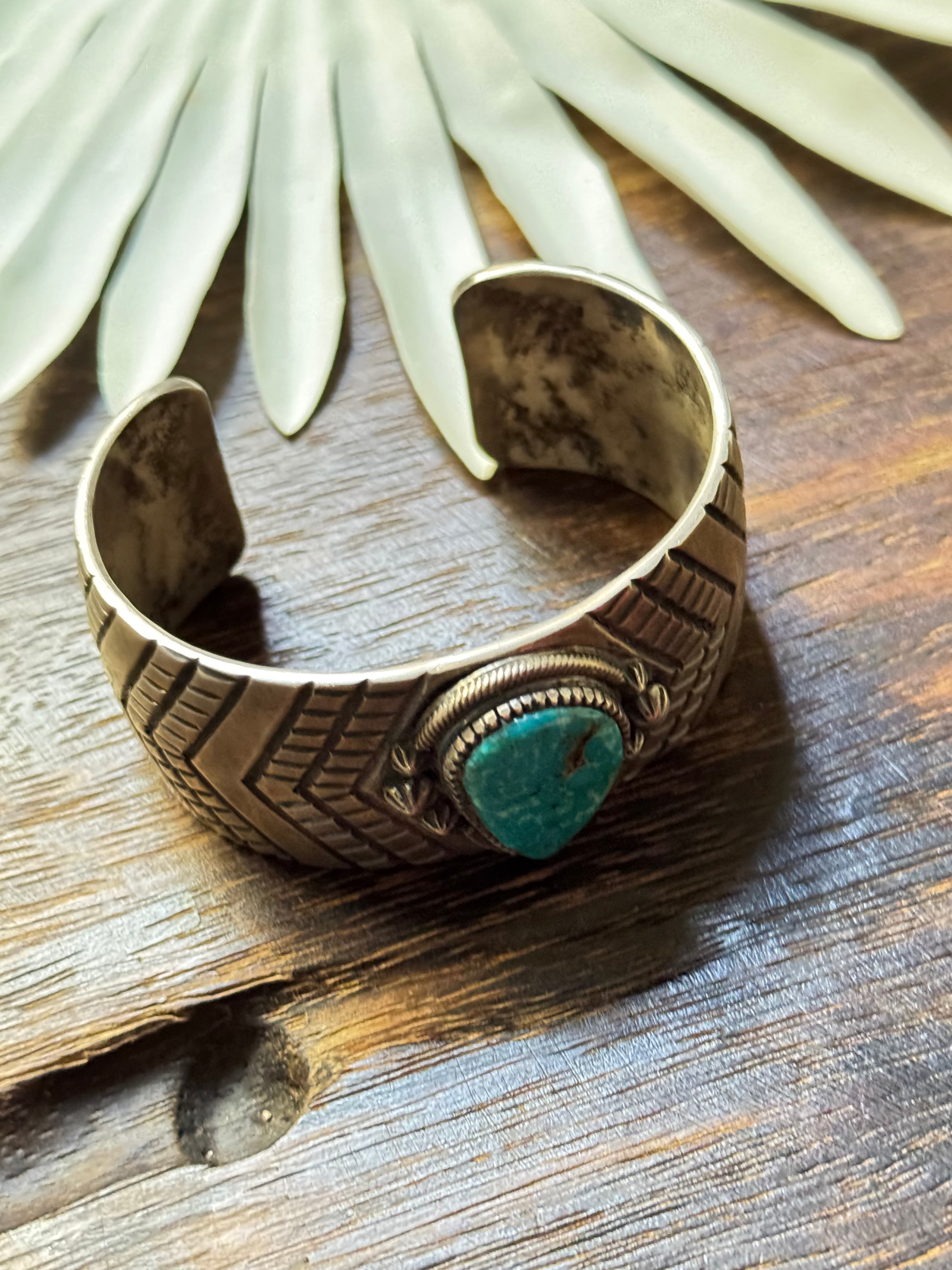 Lester James Kingman Turquoise & Sterling Silver Cuff Bracelet