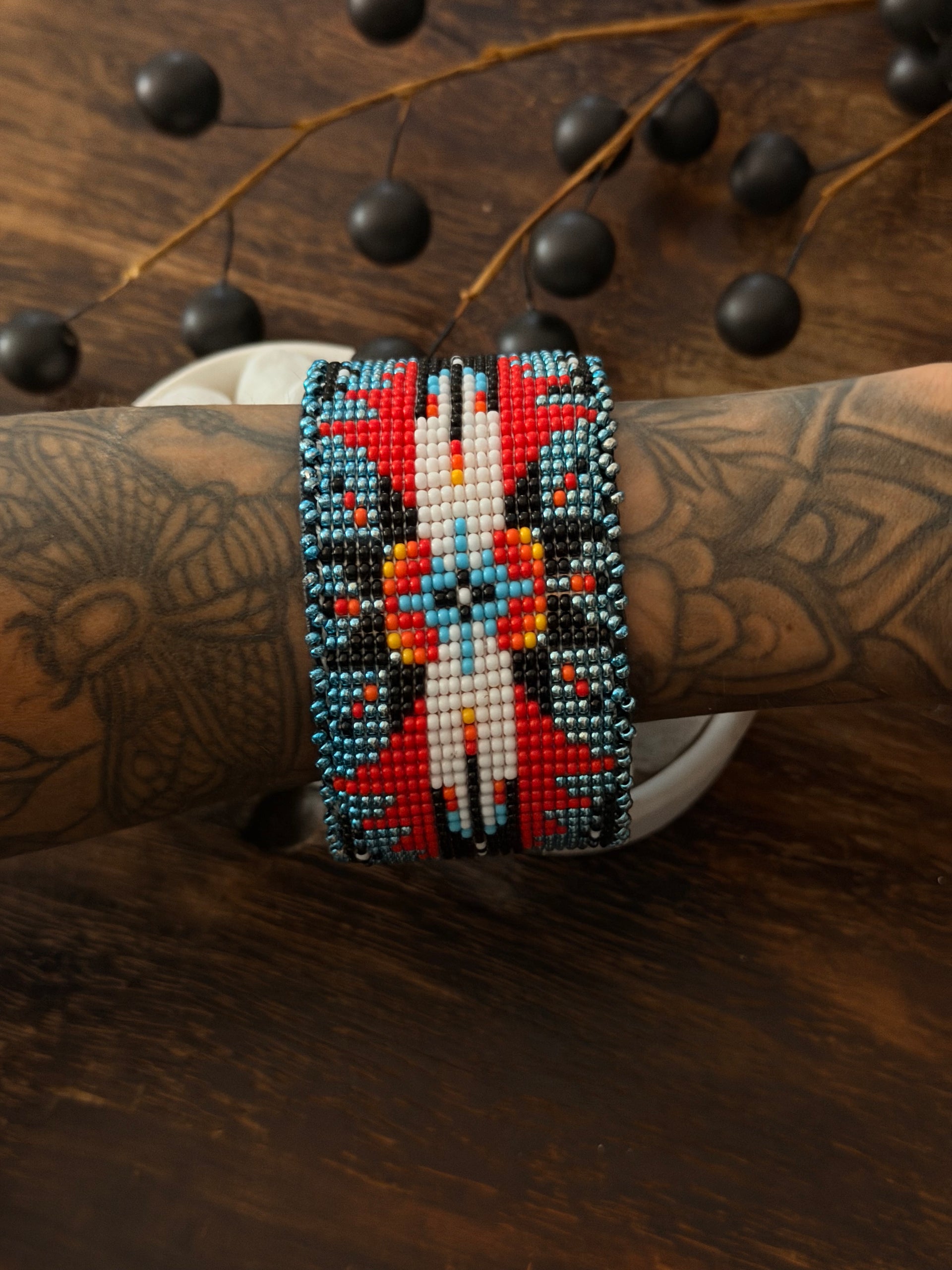 Navajo Made Beaded Cuff Bracelet
