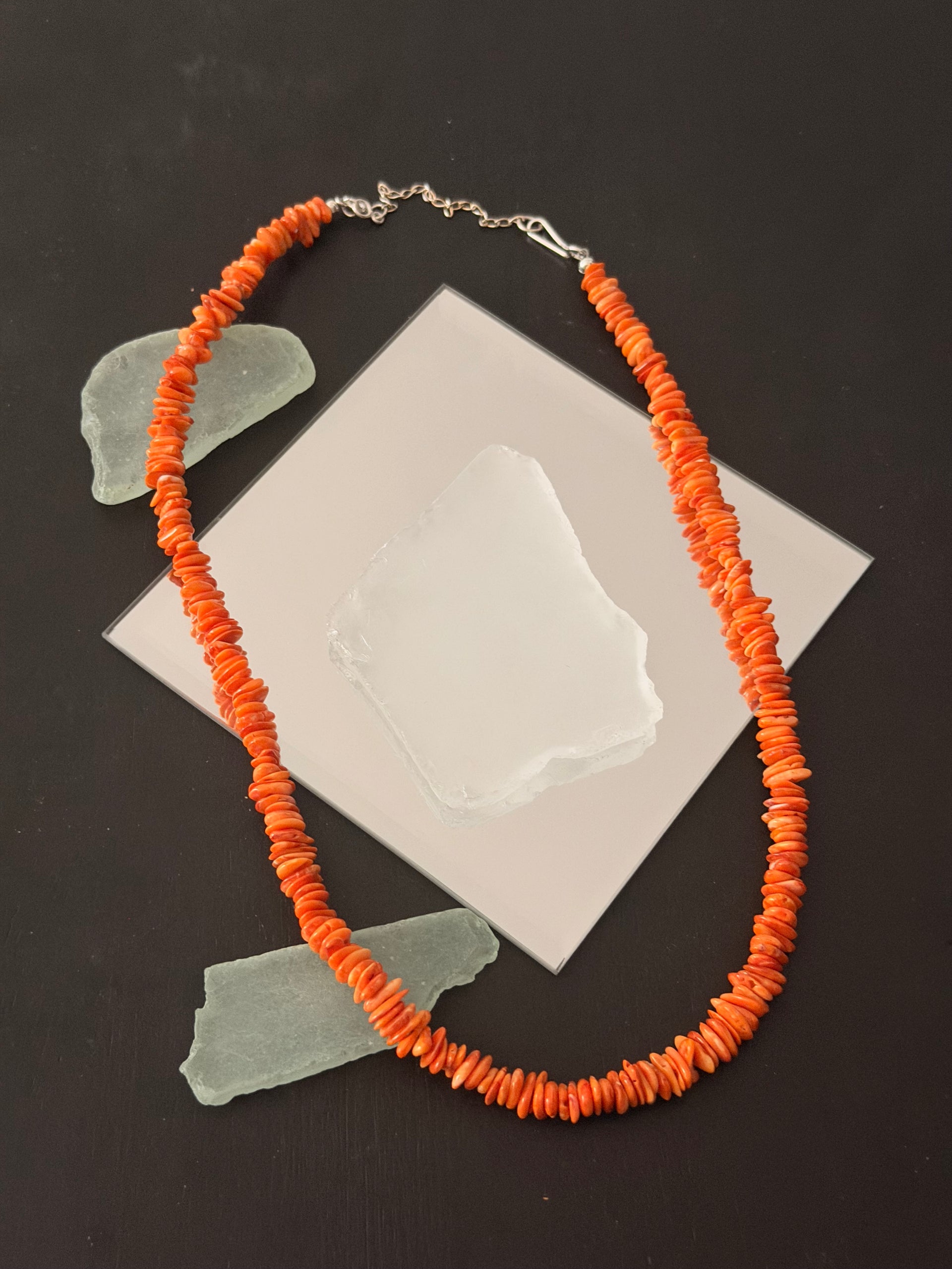 Handmade Spiny Oyster & Sterling Silver Beaded Necklace