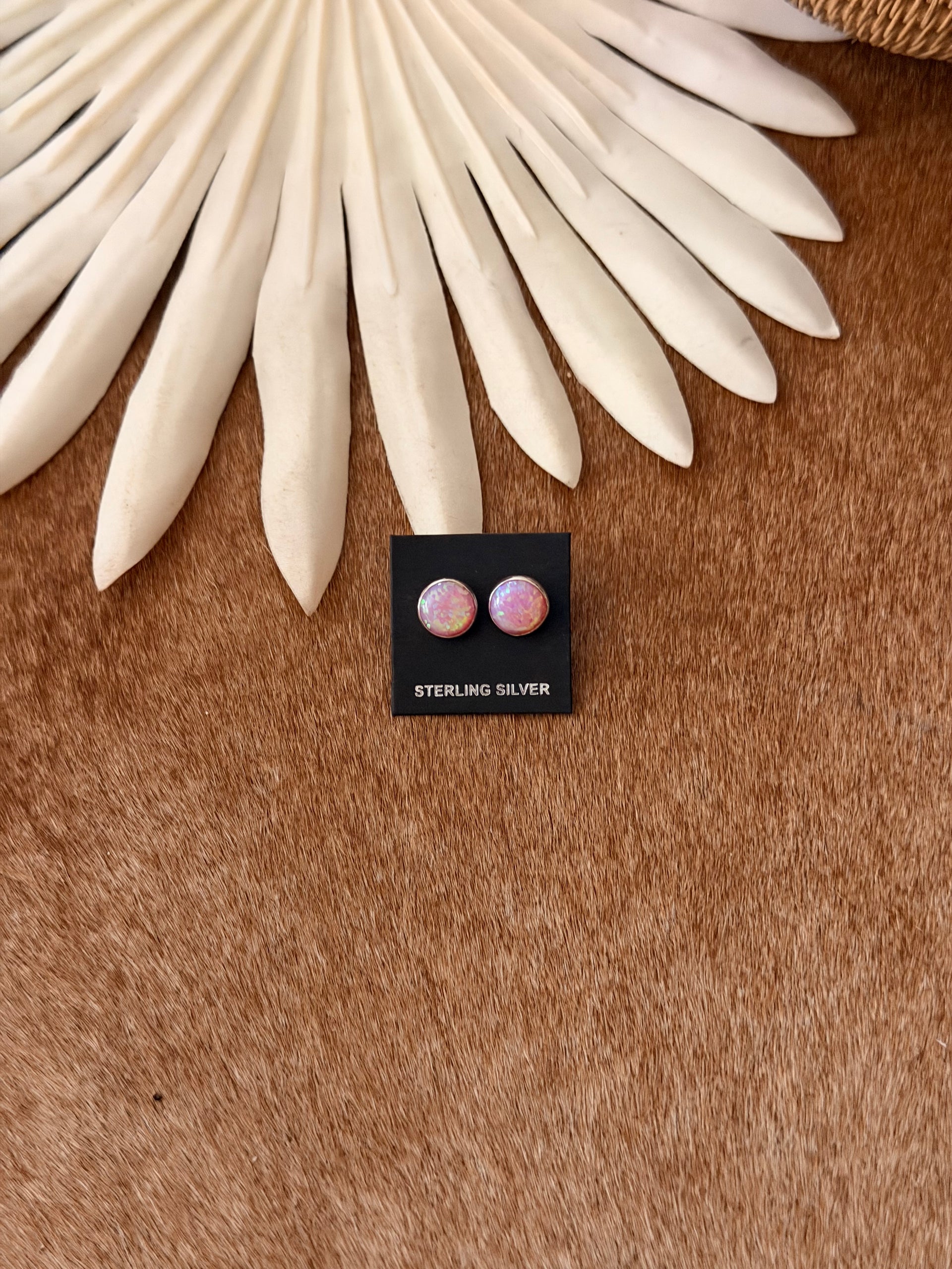 Navajo Made Opal & Sterling Silver Post Earrings