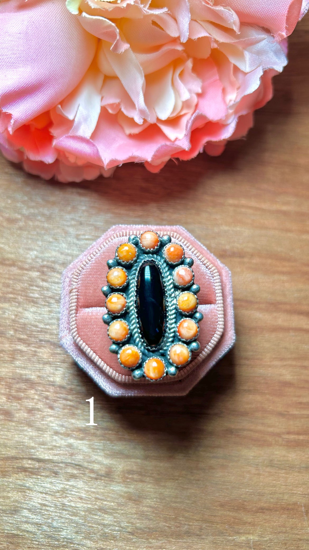 Navajo Made Spiny Oyster & Sterling Silver Ring