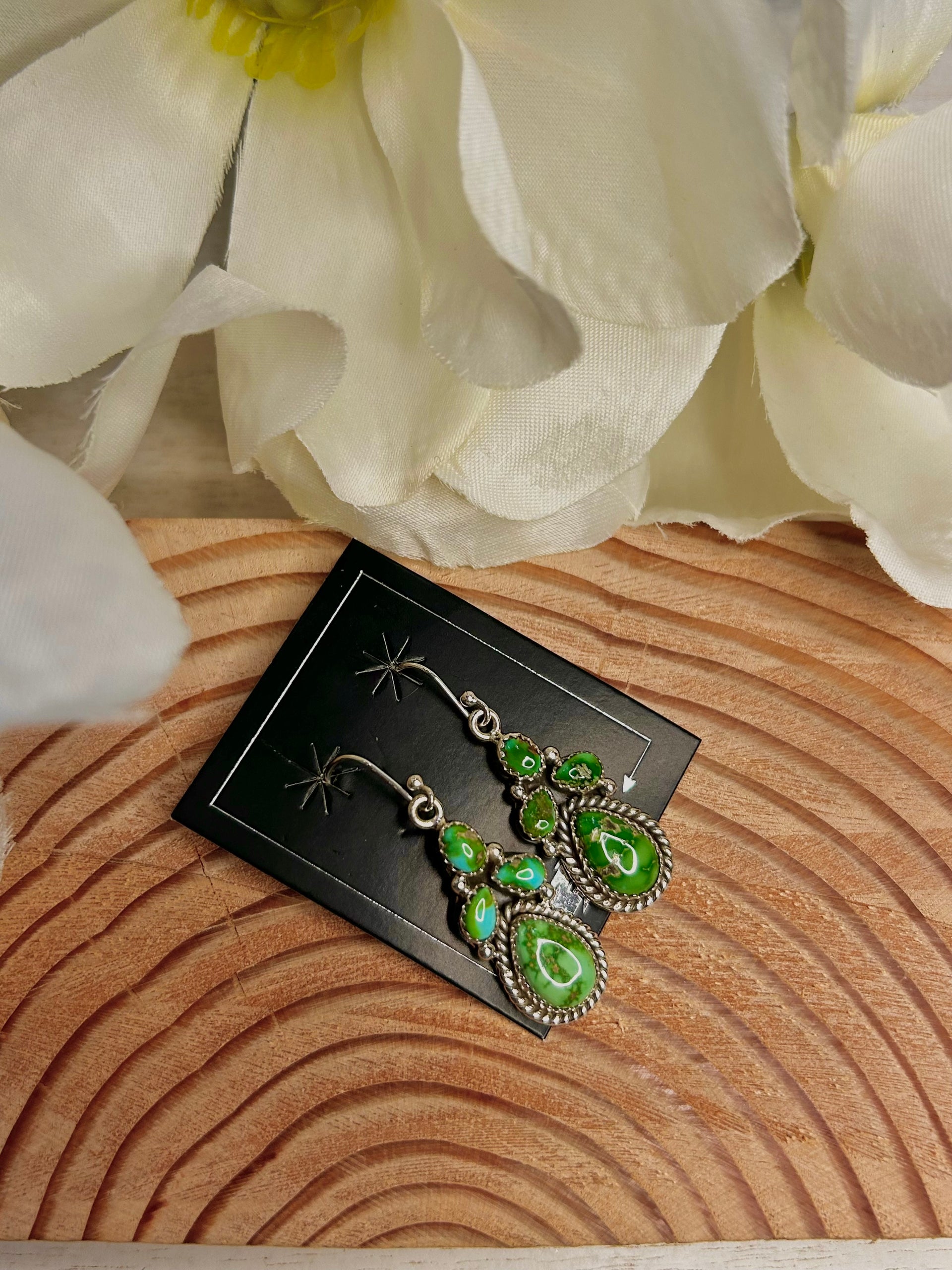 Southwest Made Sonoran Gold Turquoise & Sterling Silver Post Dangle Earrings