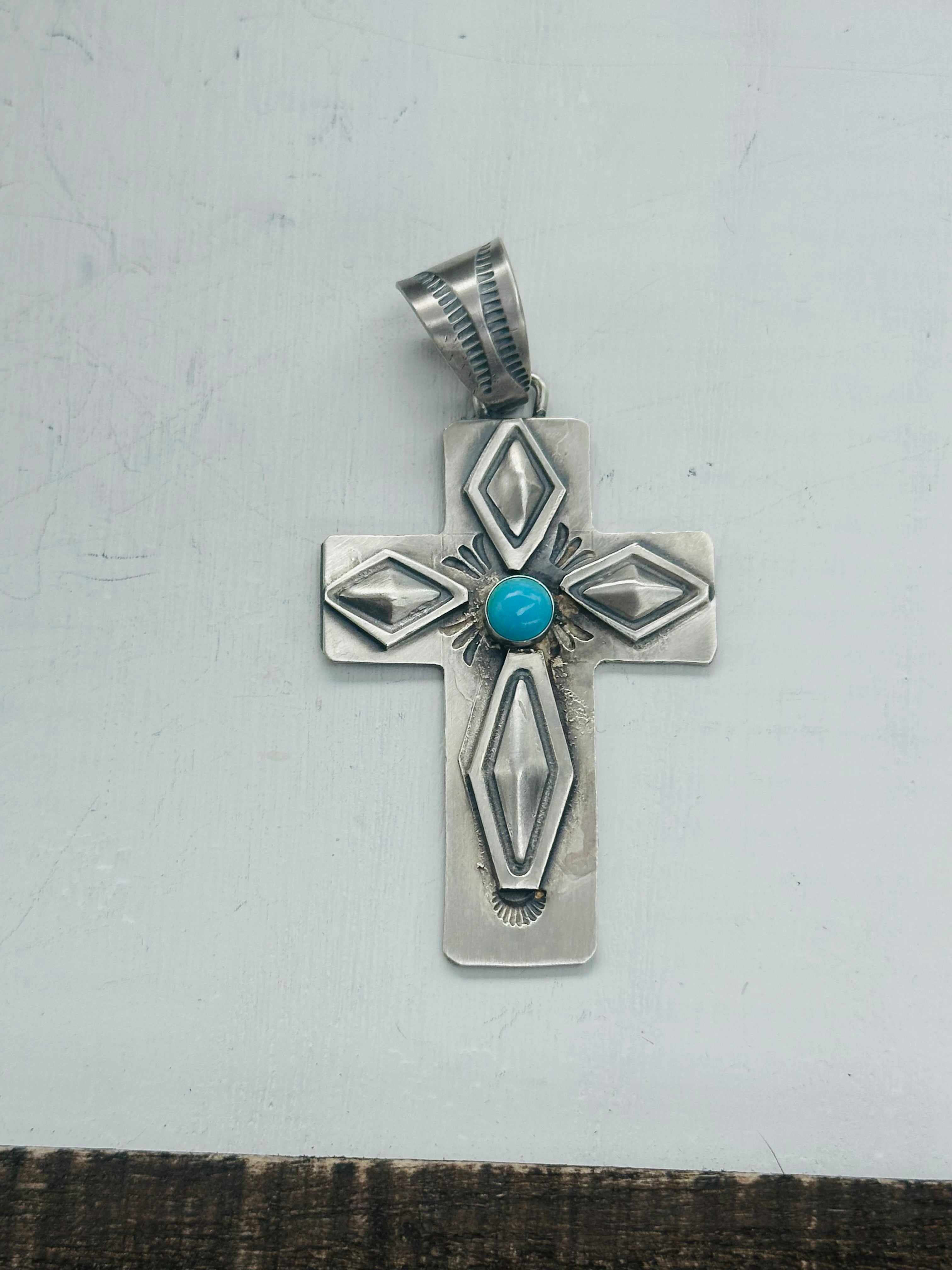 Boyd Ashley Kingman Turquoise & Sterling Silver Cross Pendant