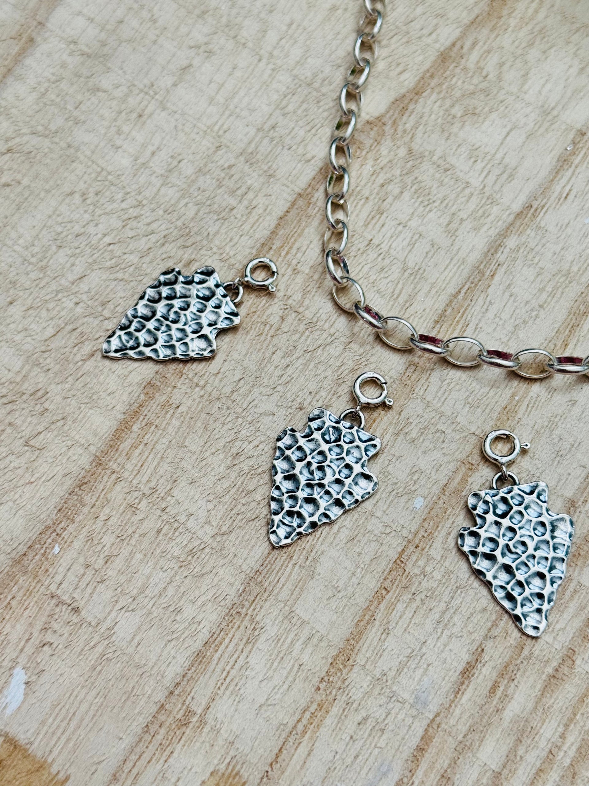 Navajo Made Sterling Silver Arrowhead Cast Charms