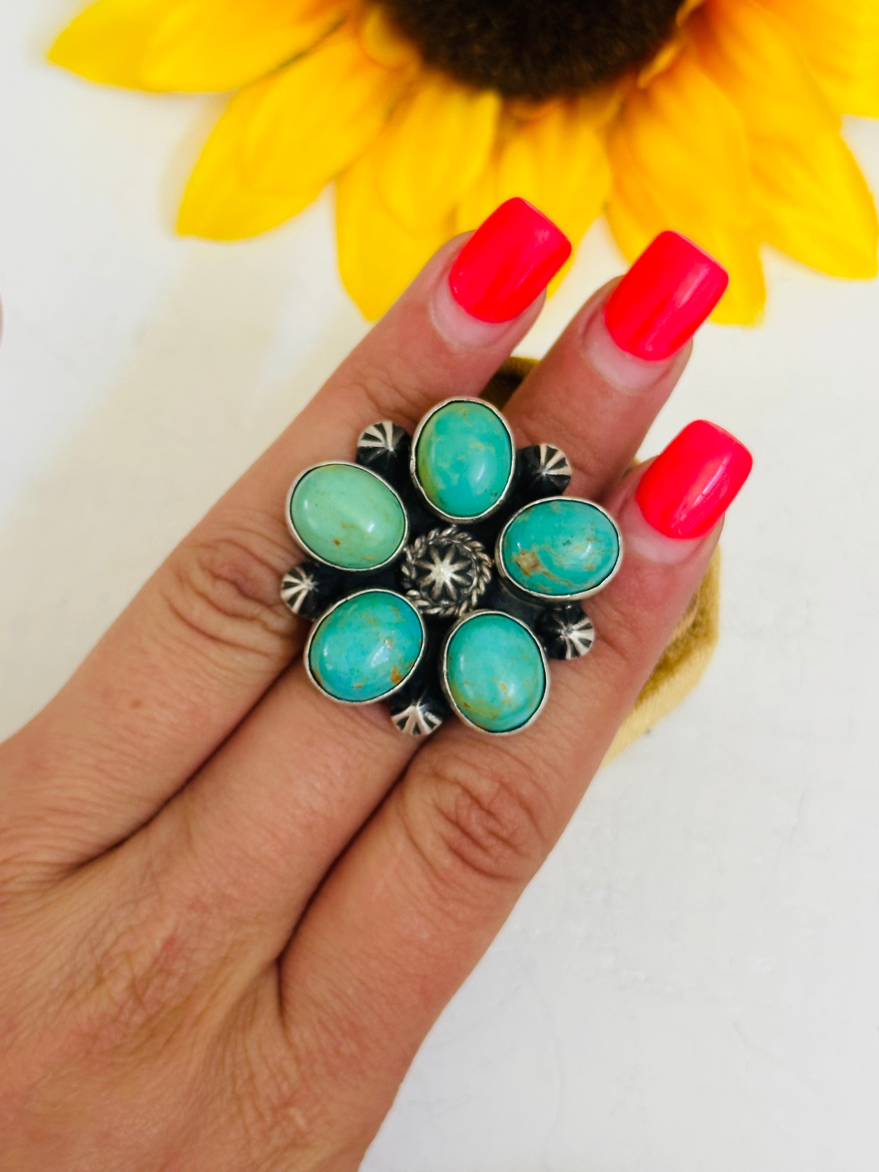 Donovan Skeets Royston Turquoise & Sterling Silver Adjustable Ring