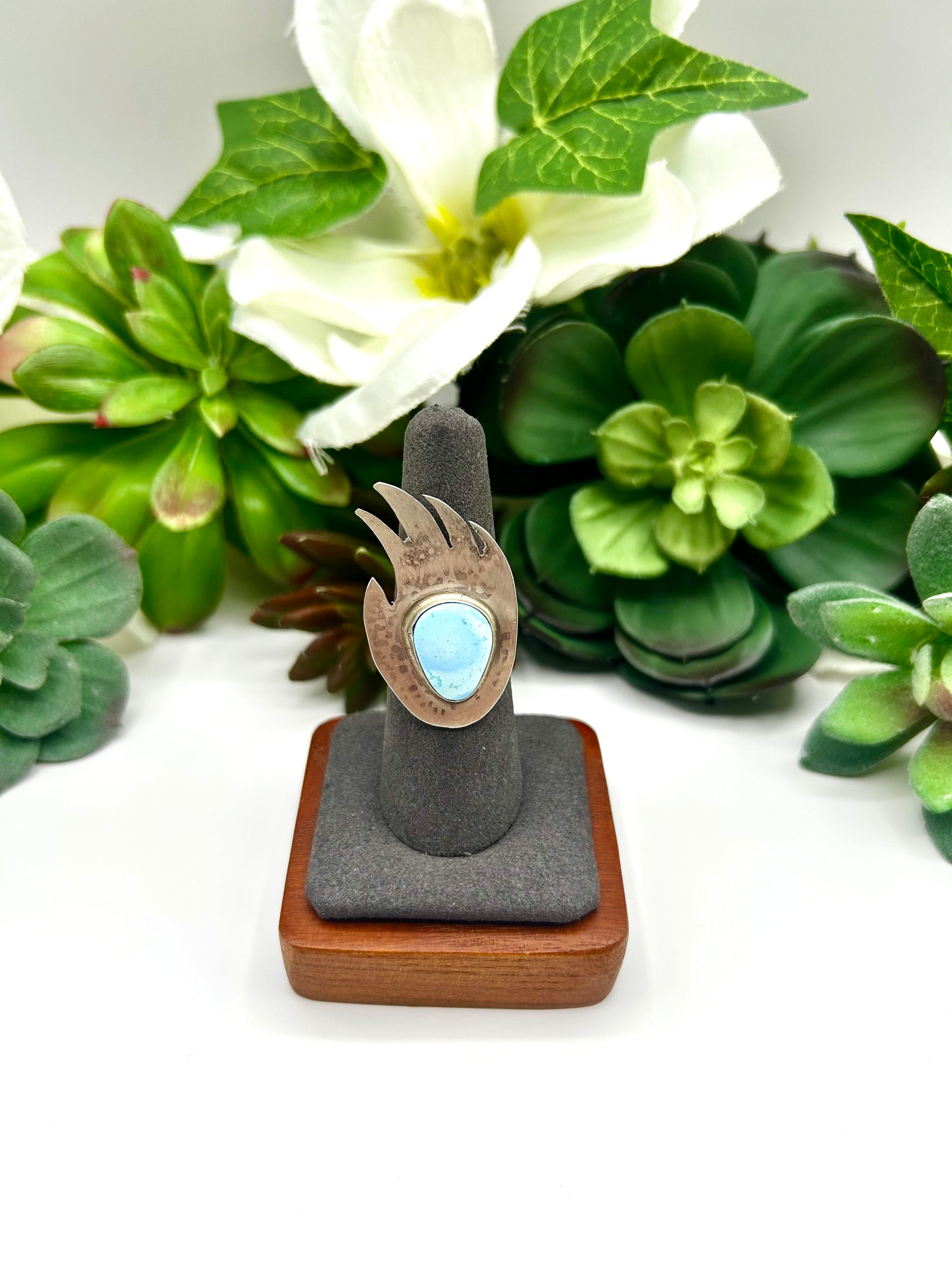 Navajo Made Golden Hill Turquoise & Sterling Silver Adjustable Ring