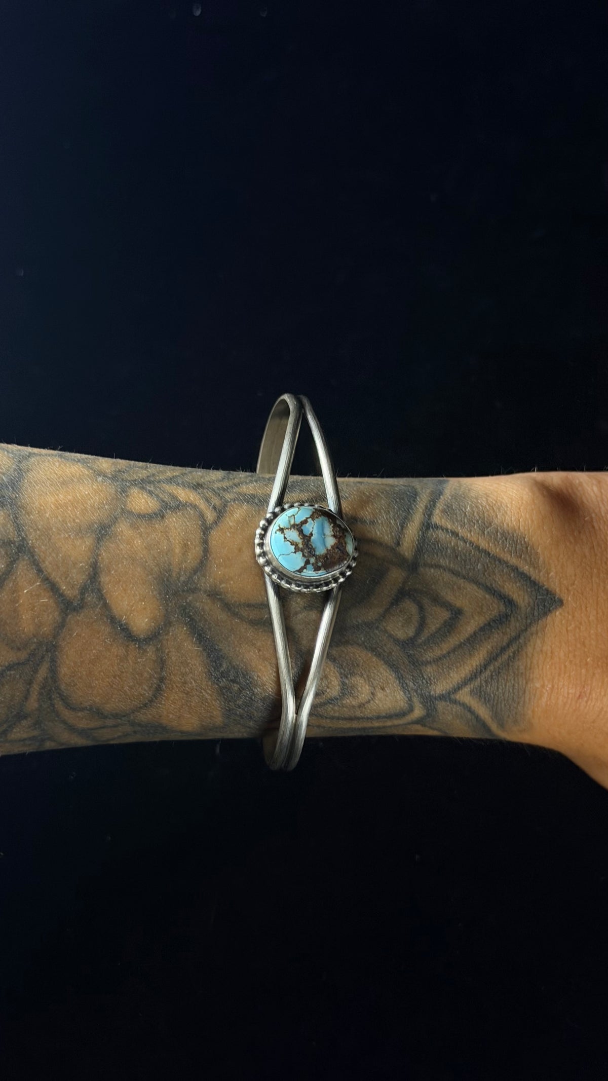 Dave Skeets Golden Hills Turquoise & Sterling Silver Cuff Bracelet