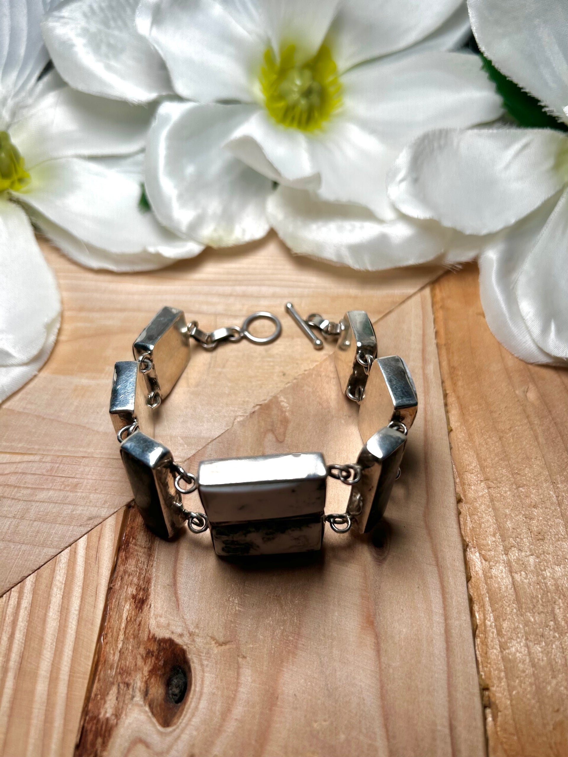 Virginia Sandoval White Buffalo & Sterling Silver Link Bracelet