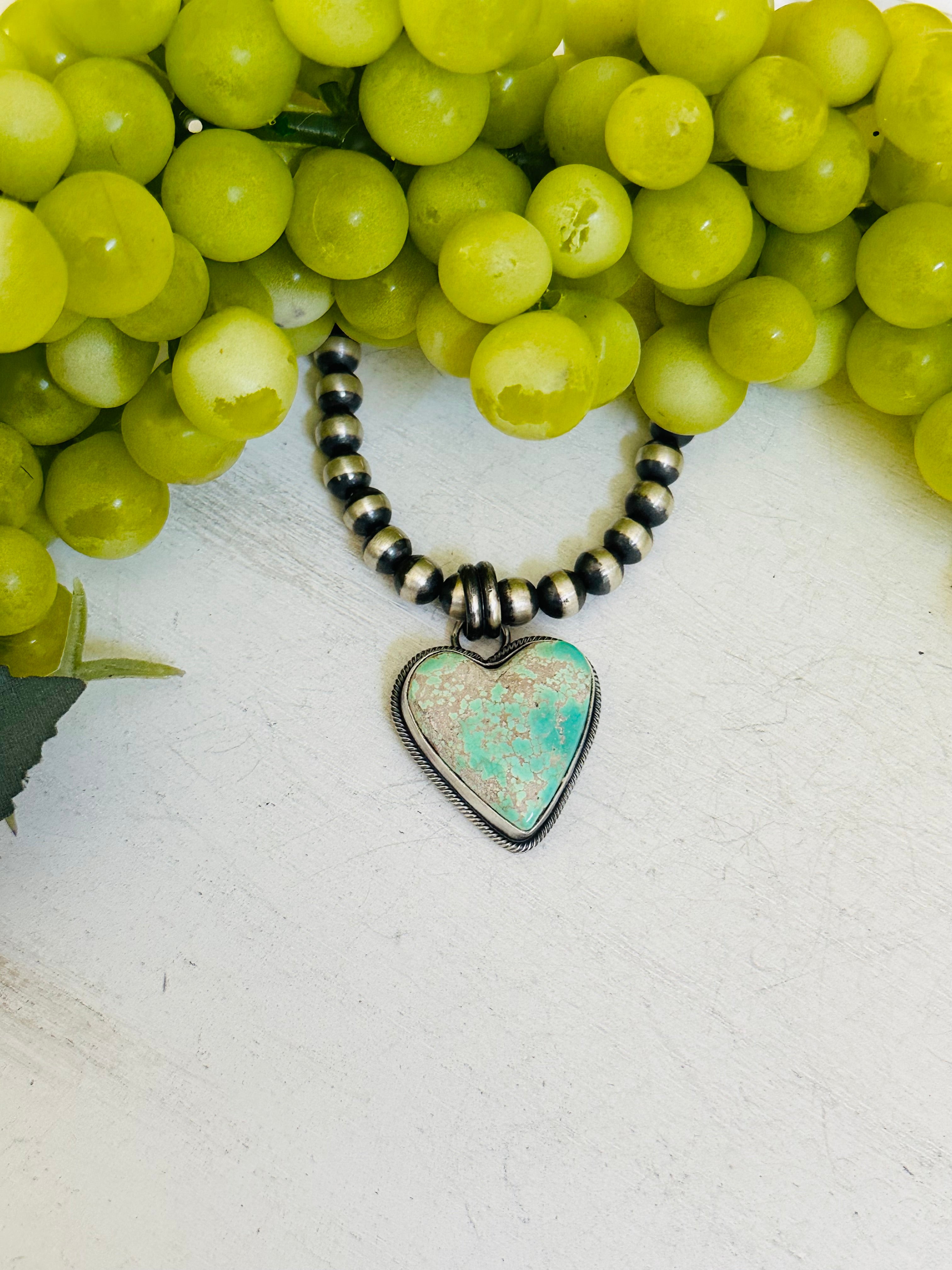 Scott Skeets Royston Turquoise & Sterling Silver Heart Pendant