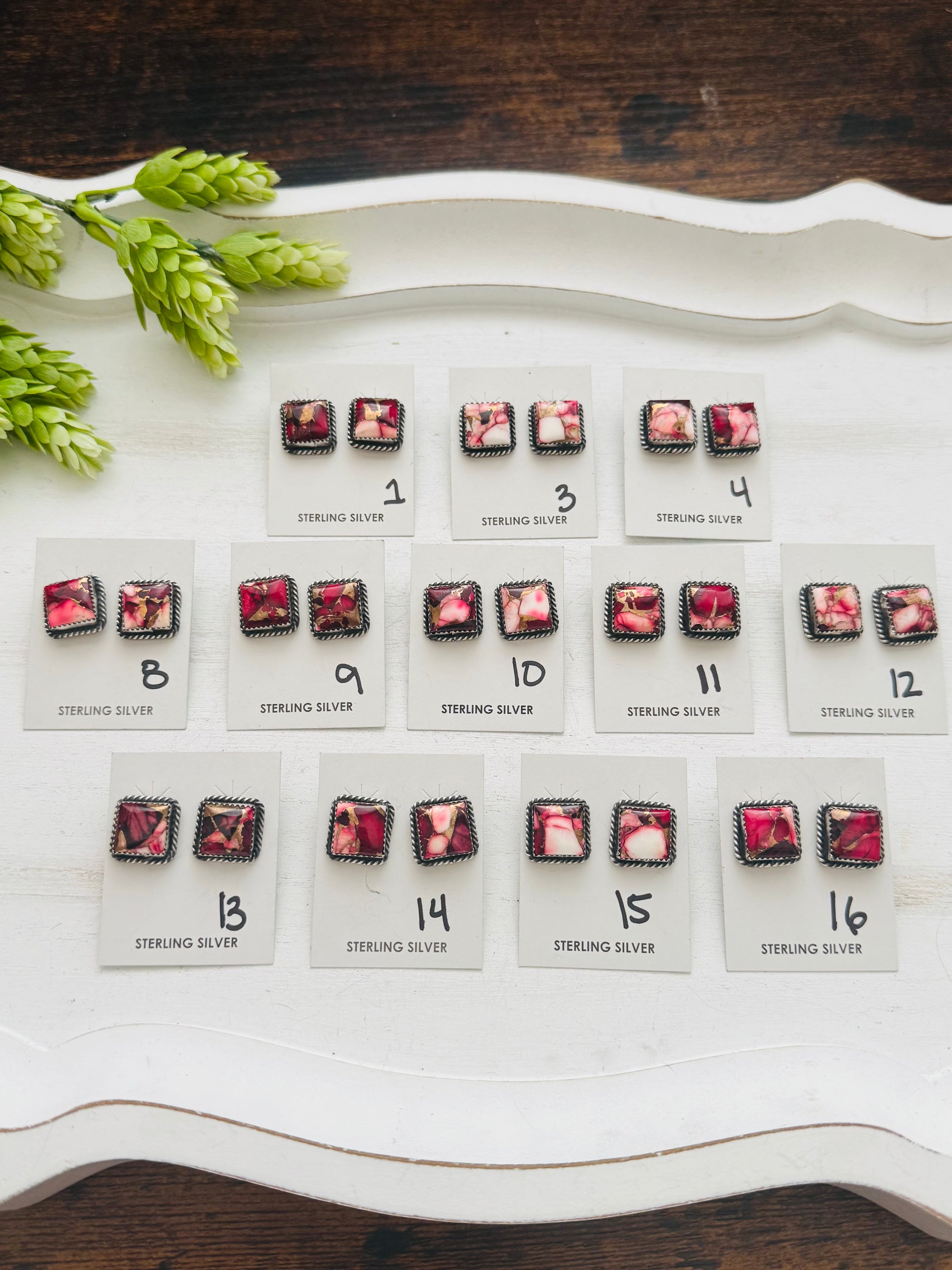 Freda Martinez Rose Dahlia & Sterling Silver Post Earrings