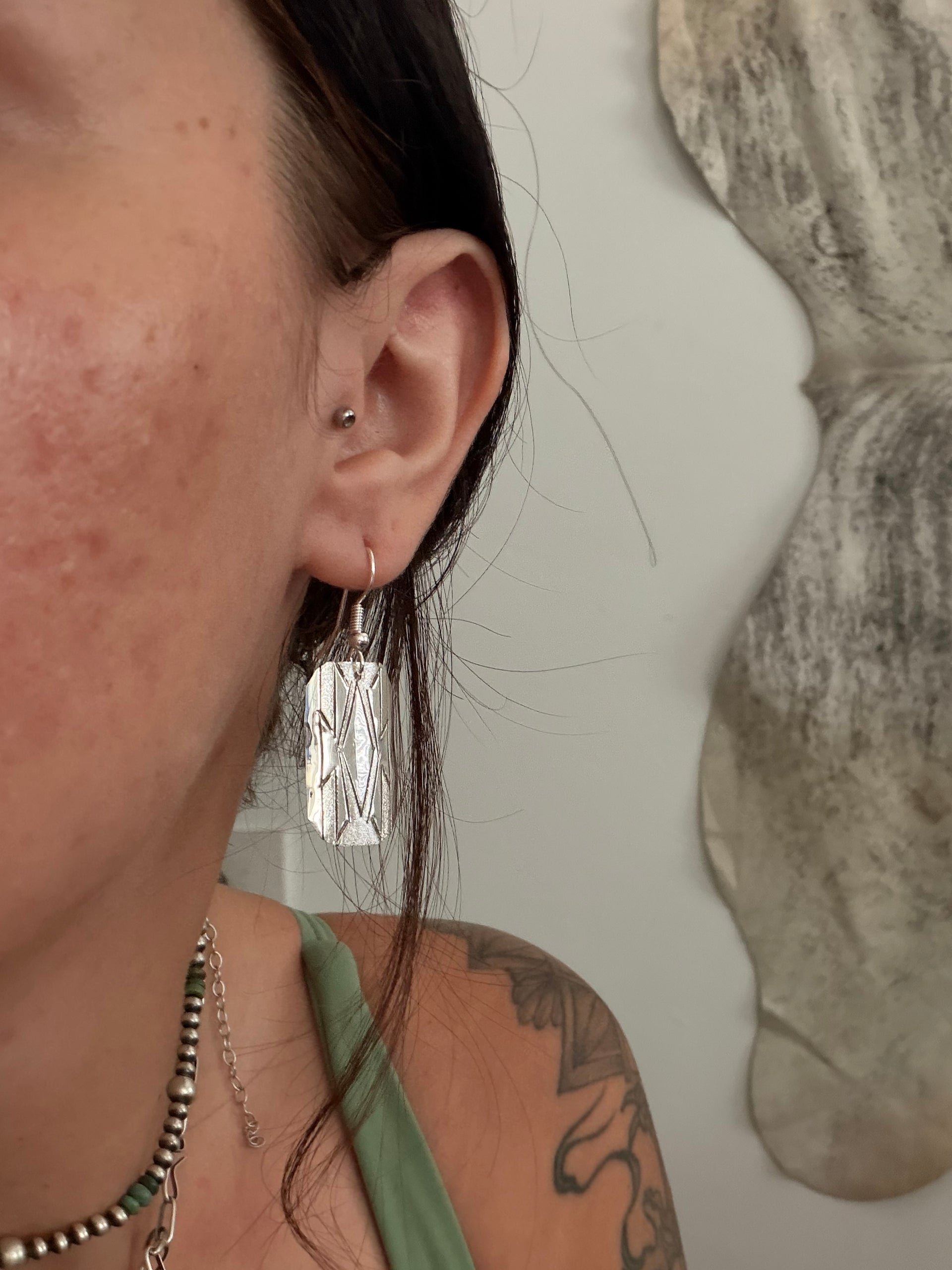 Navajo Made Sterling Silver Dangle Earrings