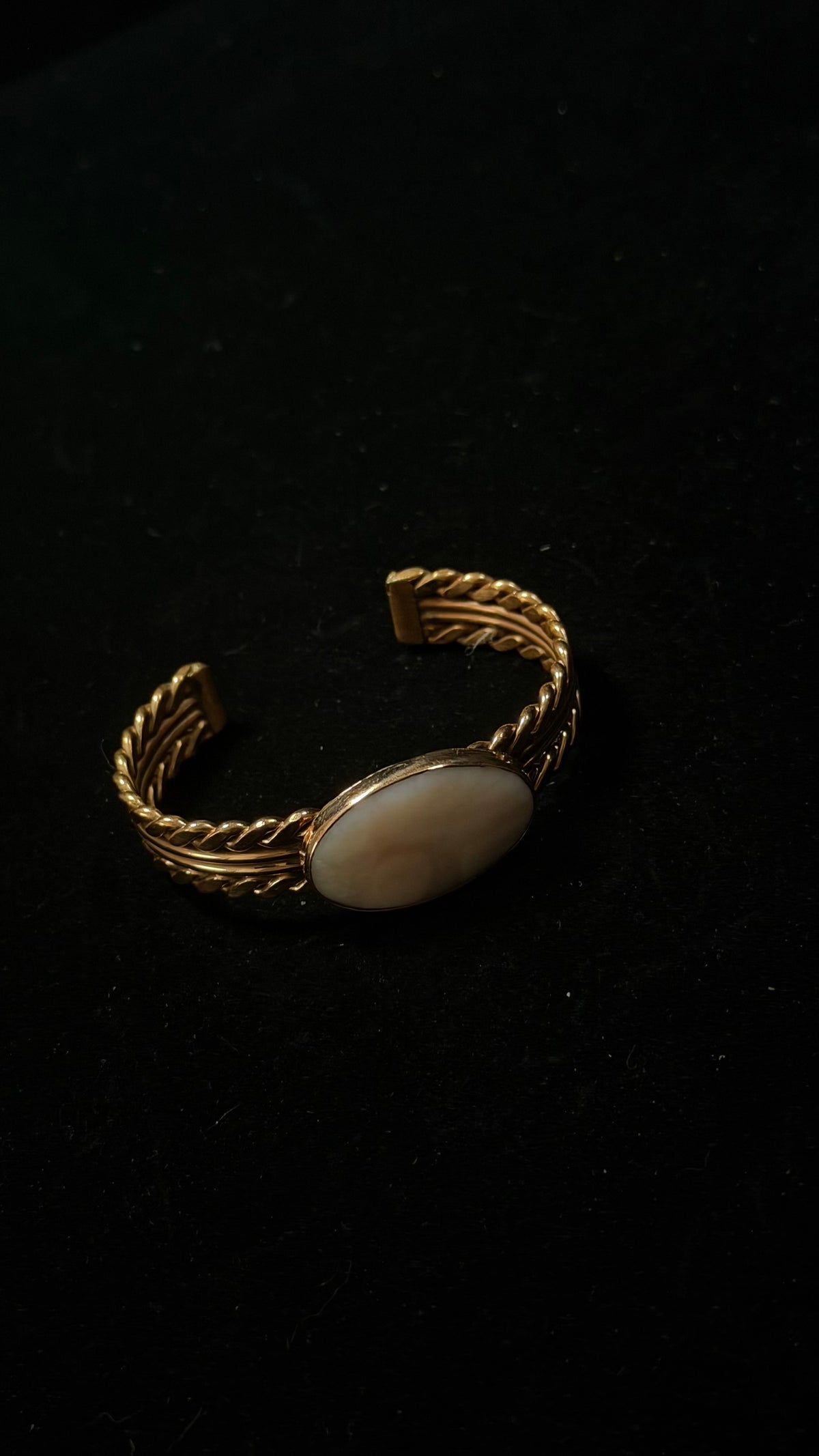 Navajo Made Pink Peruvian Opal & Copper Cuff Bracelet