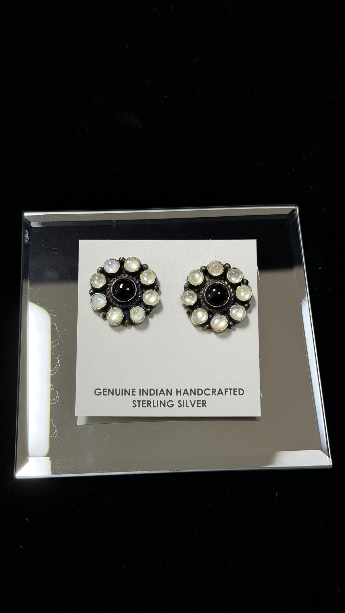 Navajo Made Multi Stone & Sterling Silver Post Cluster Earrings