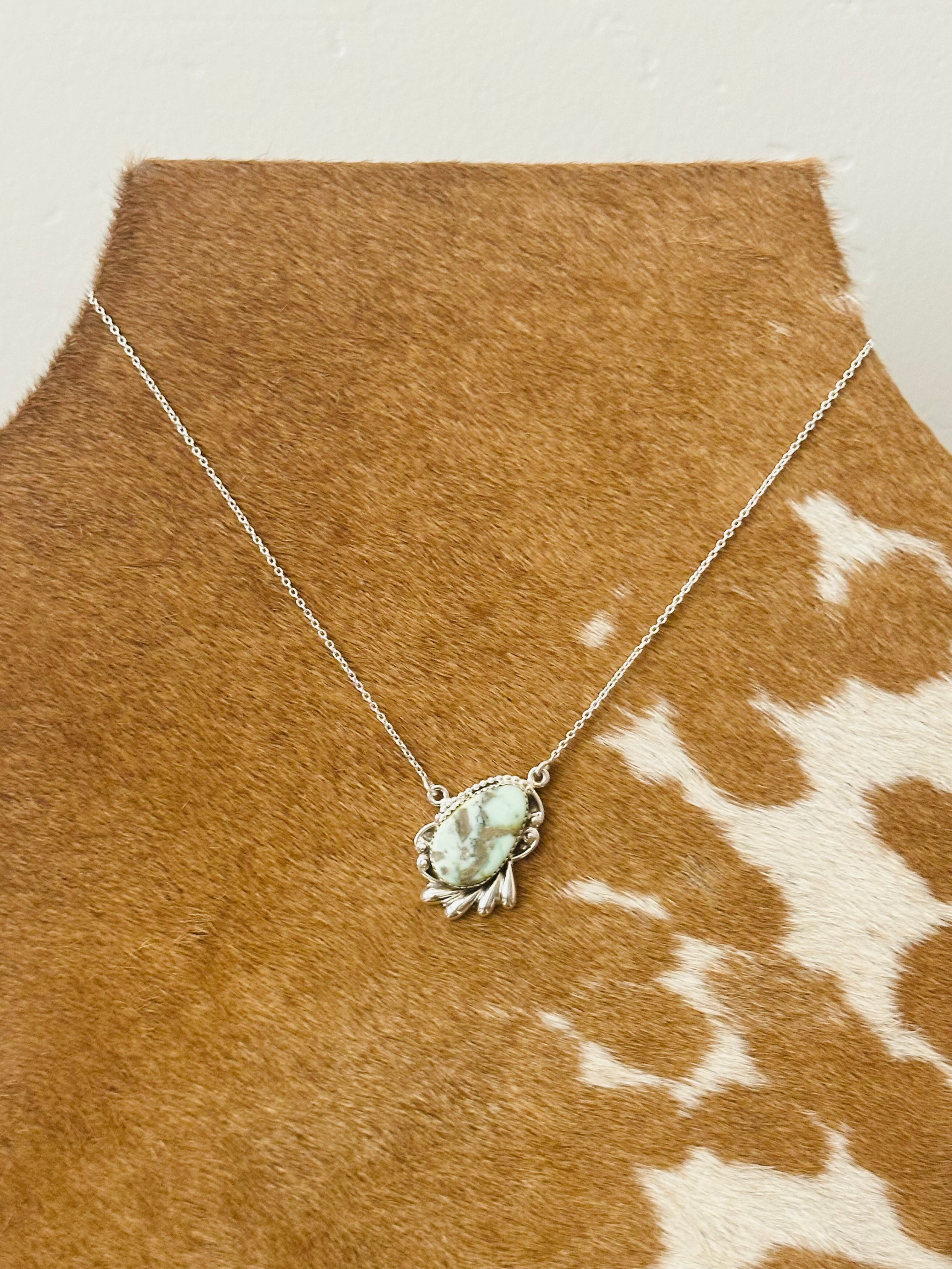 Southwest Palomino Variscite & Sterling Silver Necklace