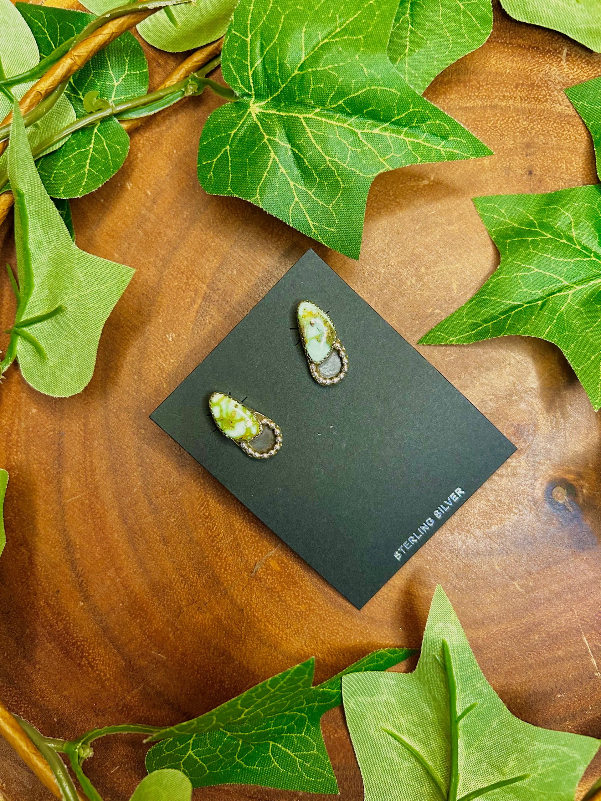 Southwest Made Paloma Variscite & Sterling Silver Post Earrings