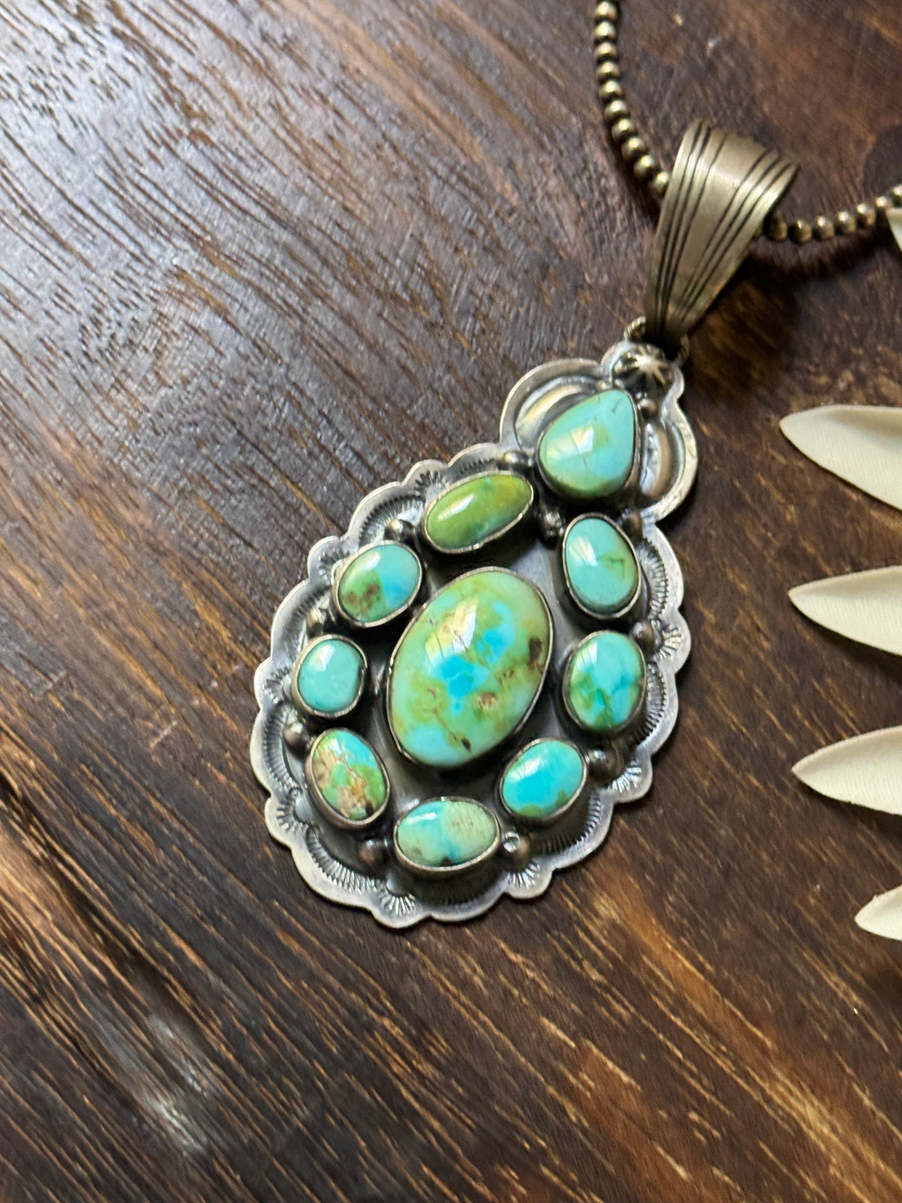 Tia Long Sonoran Mountain Turquoise & Sterling Silver Cluster Pendant