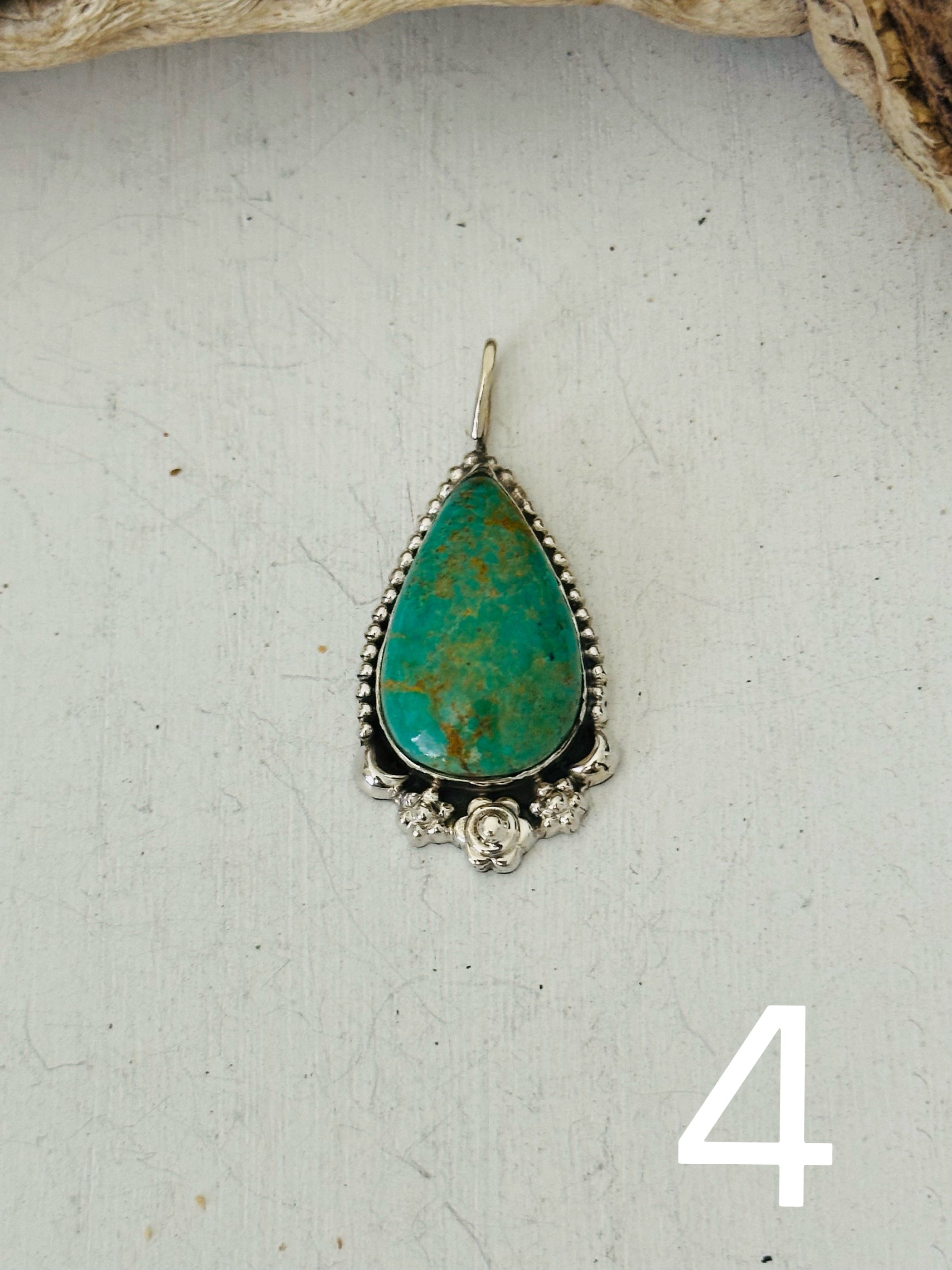 Southwest Handmade Kingman Turquoise & Sterling Silver Pendant