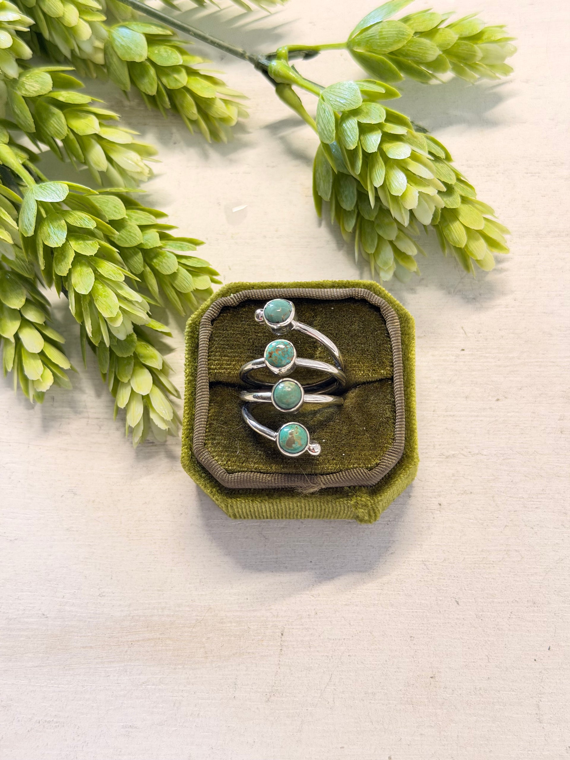 Navajo Made Kingman Turquoise & Sterling Silver Adjustable Ring