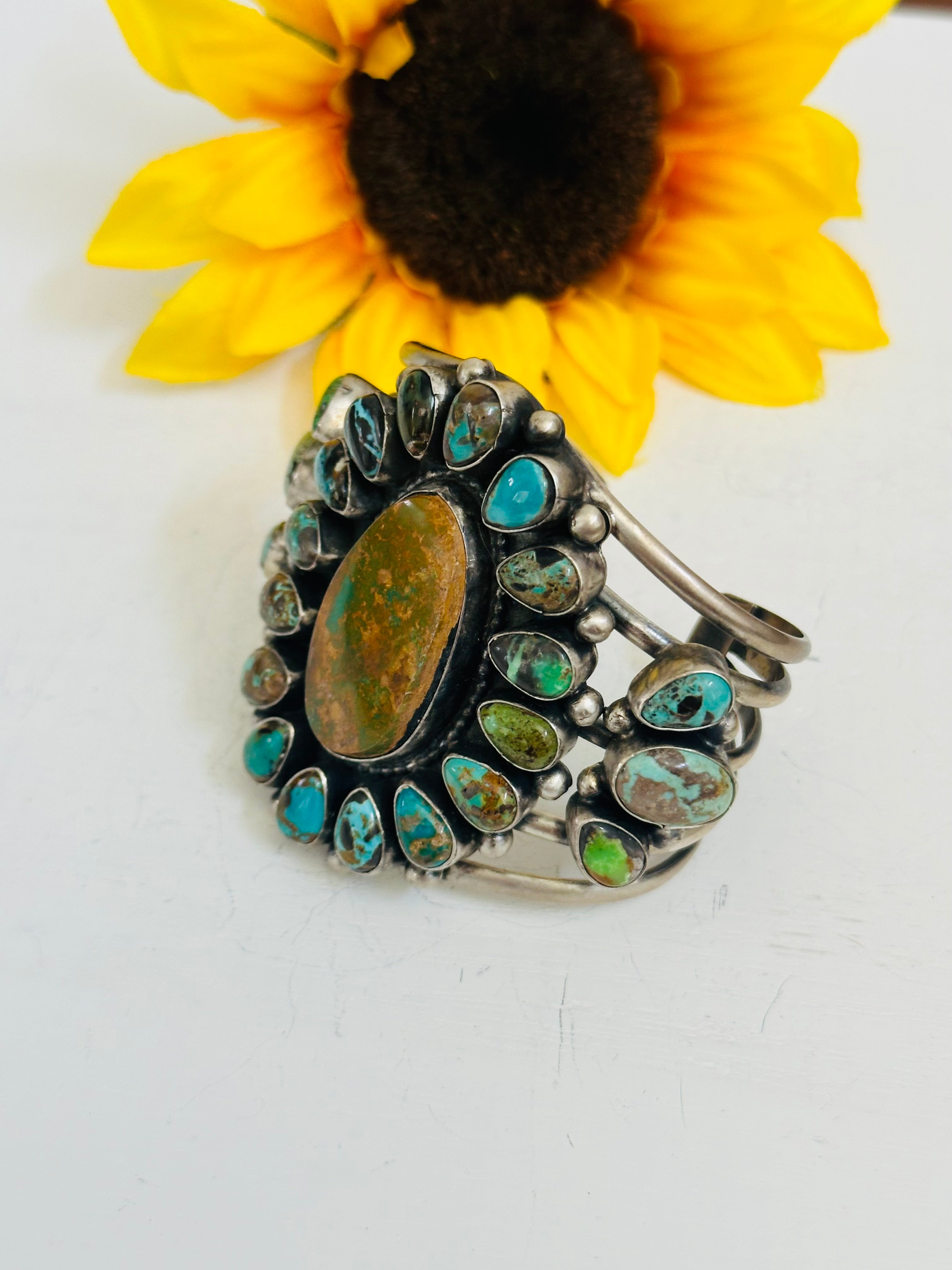 Bobby Johnson Multi Turquoise & Sterling Silver Cuff Bracelet