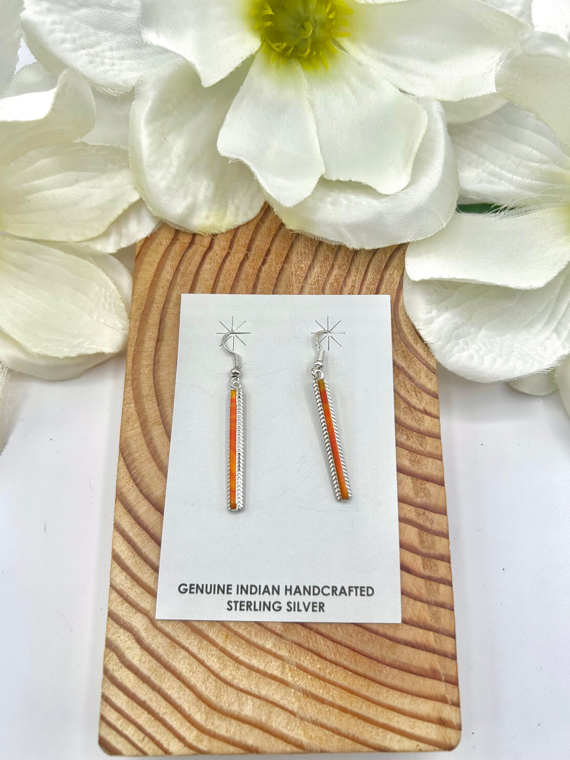 Navajo Made Spiny Oyster & Sterling Silver Hook Earrings