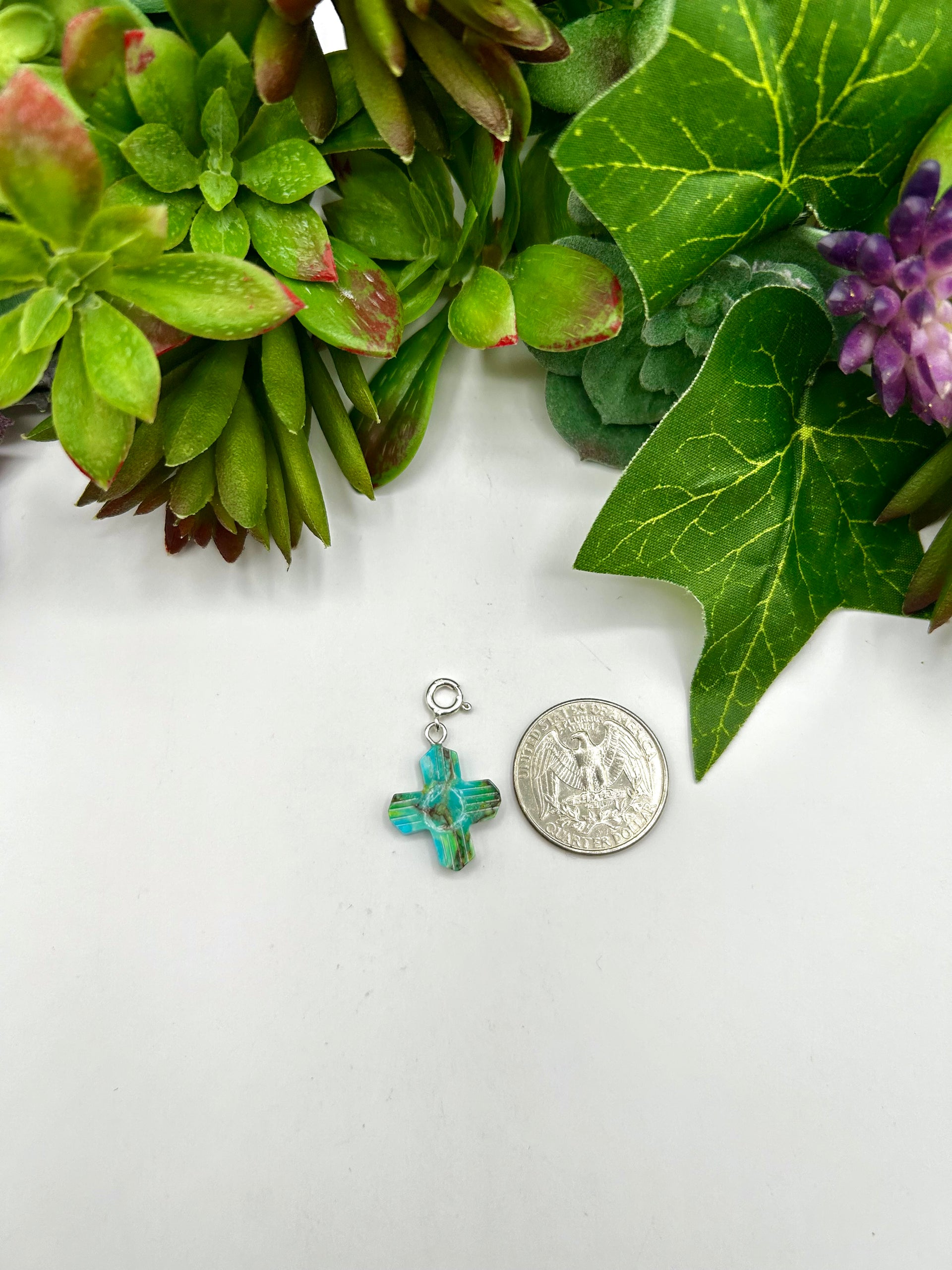 Navajo Made Mohave Turquoise & Sterling Silver Charms