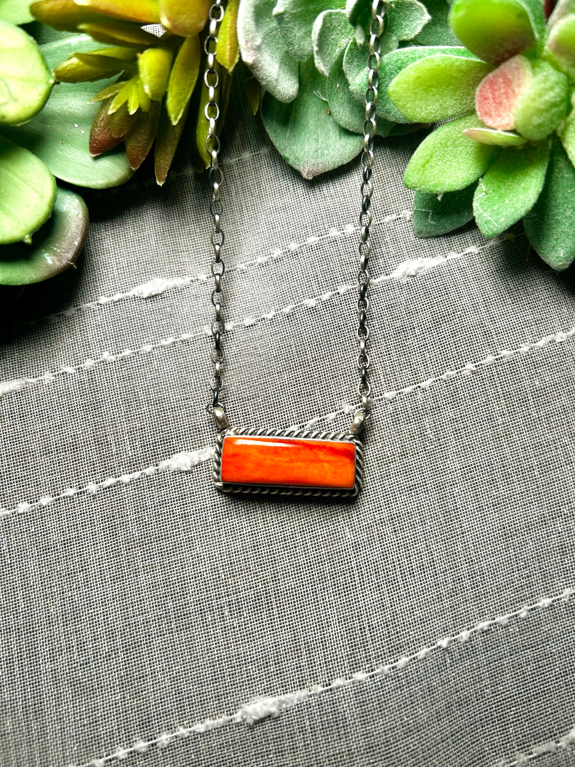 Chassily Belone Spiny Oyster & Sterling Silver Necklace