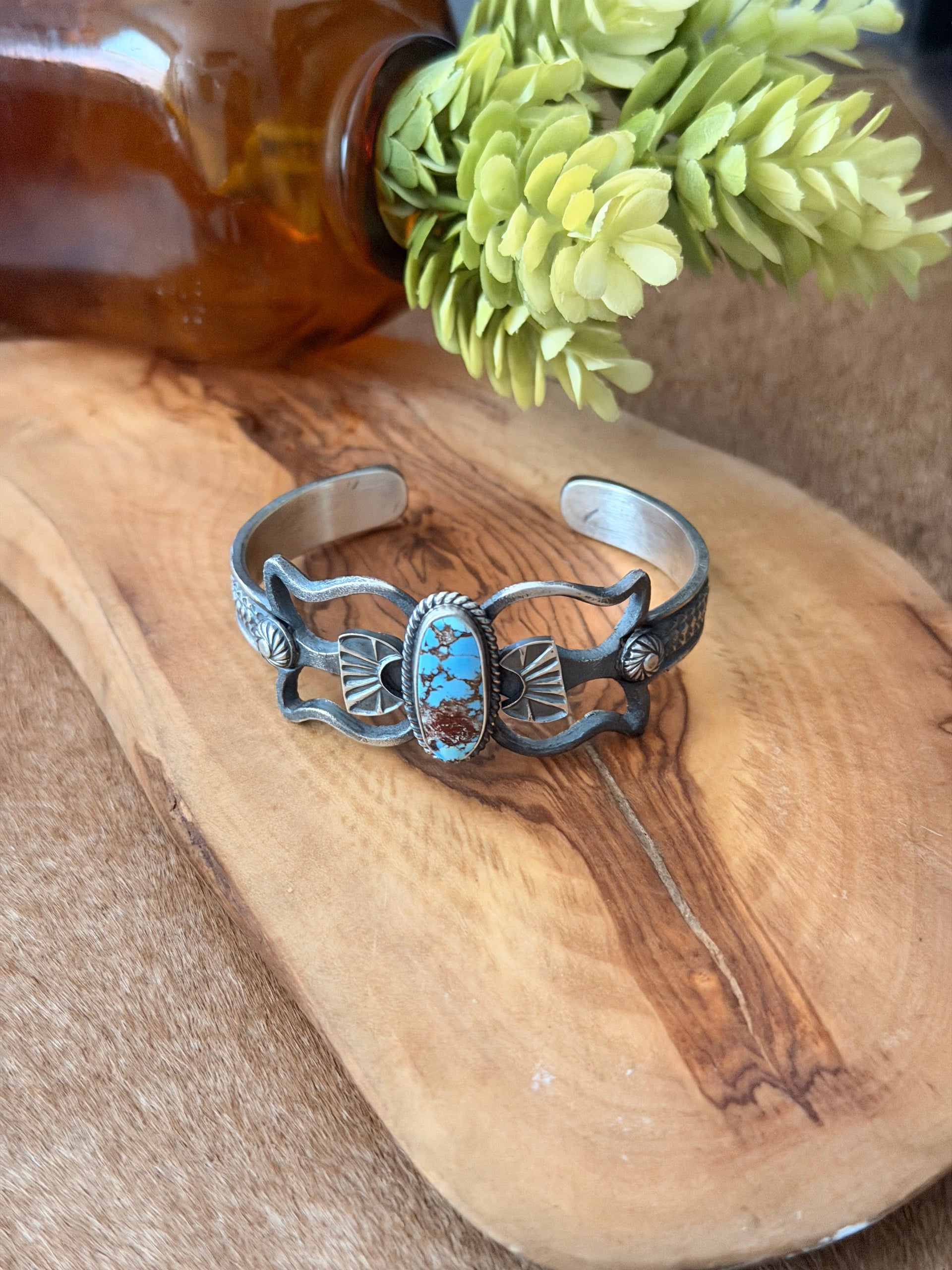 Kevin Billah Golden Hill Turquoise & Sterling Silver Cuff Bracelet