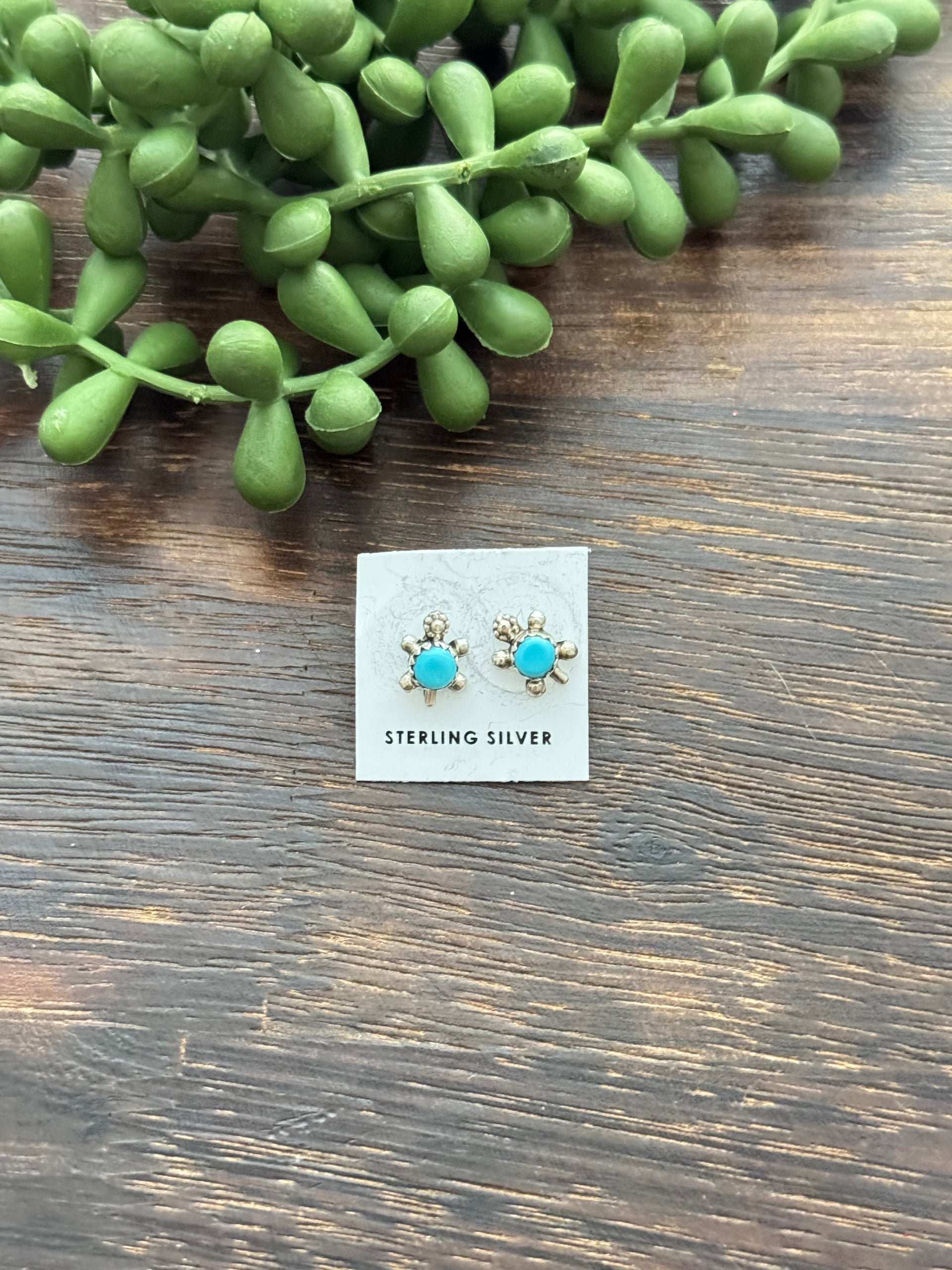 Navajo Made Sterling Silver Turtle Post Earrings