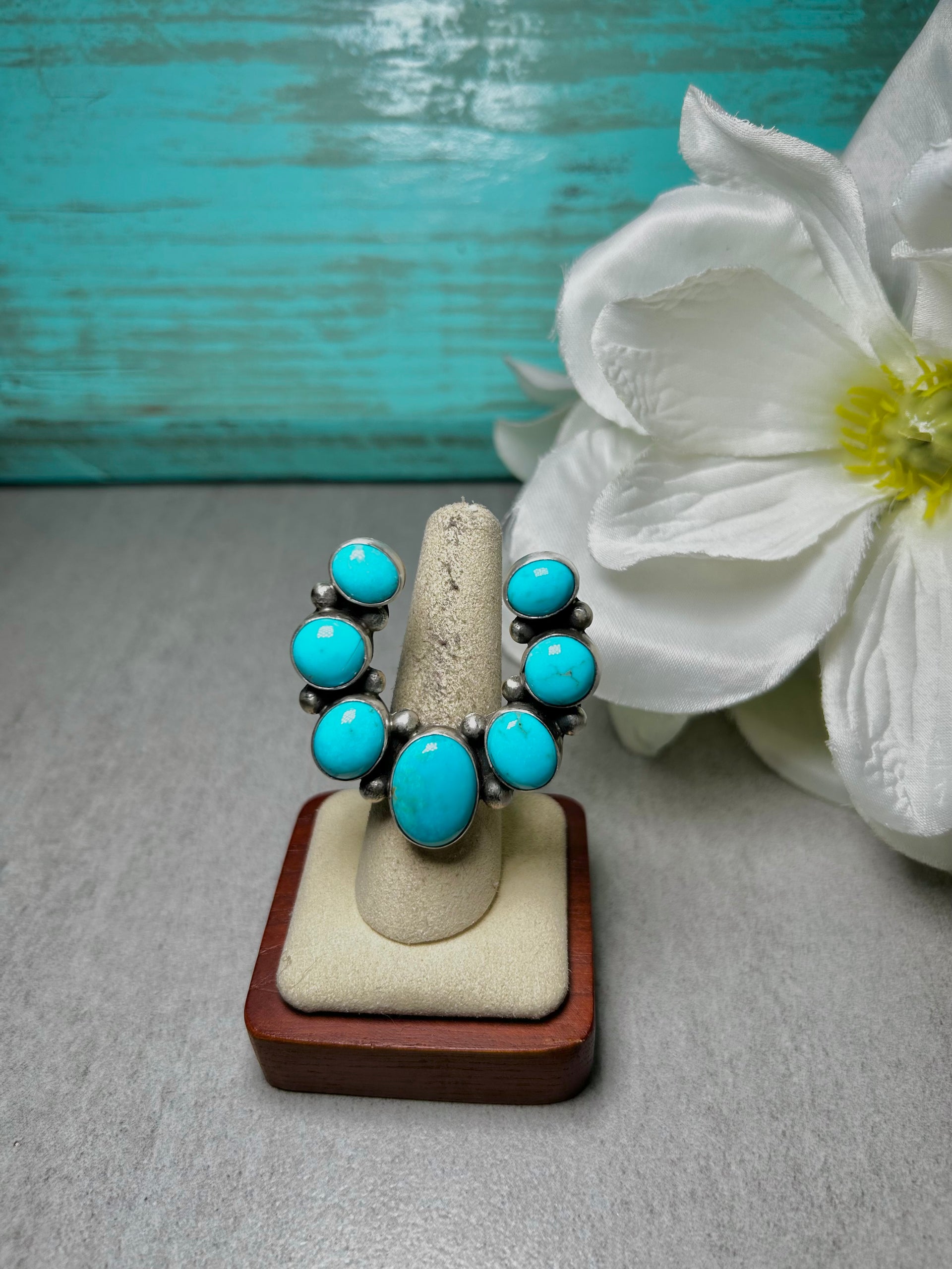 Augustine Largo Kingman Turquoise & Sterling Silver Adjustable Ring