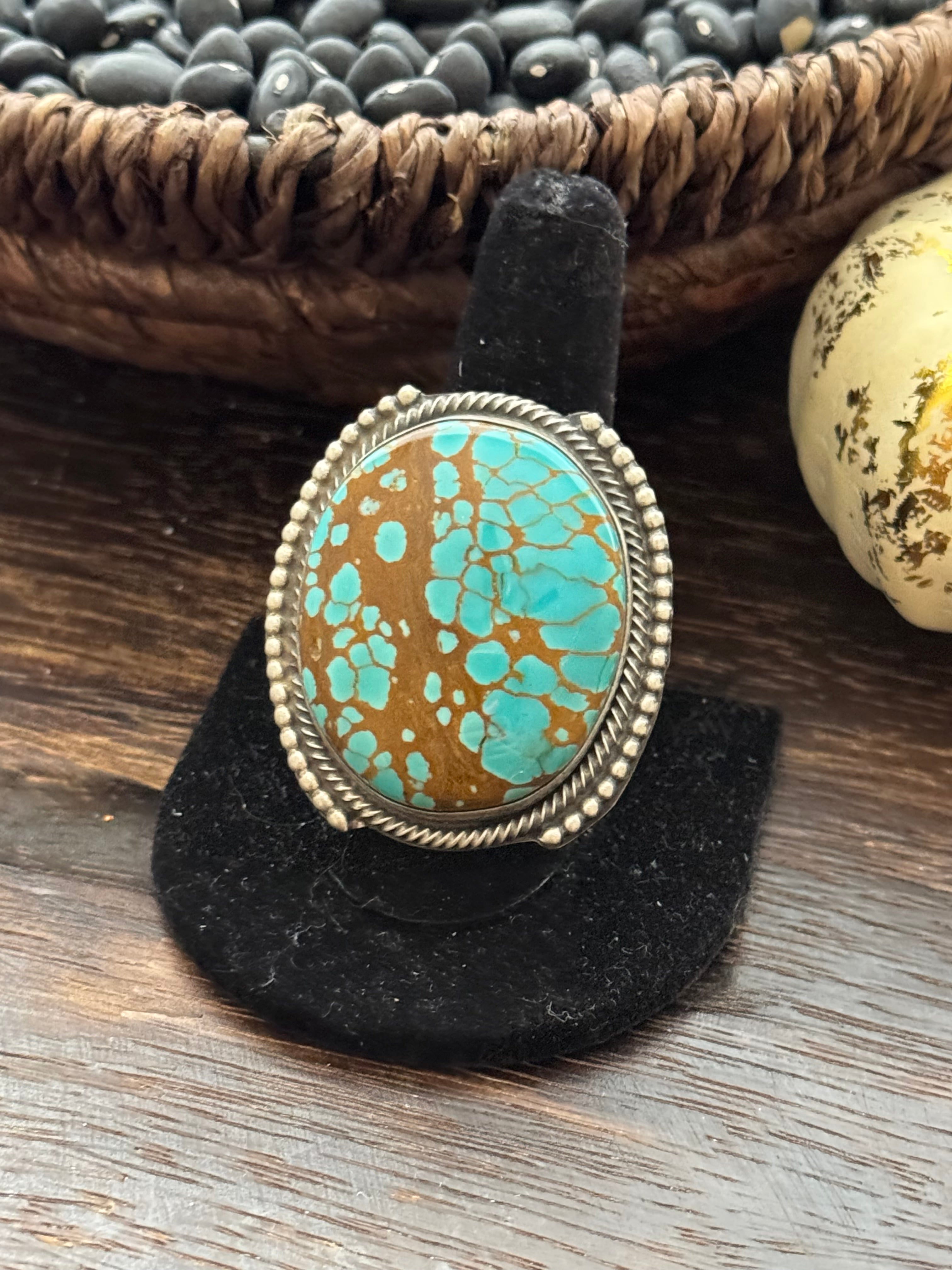 Sheila Becenti Pilot Mountain Turquoise Sterling Silver Adjustable Ring